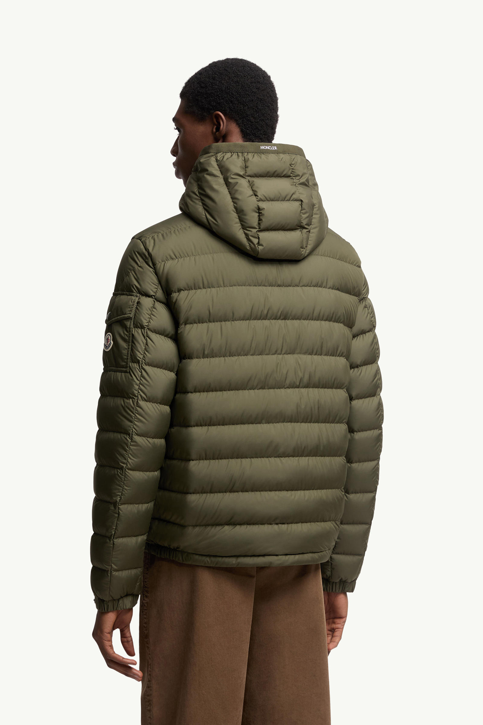 Galion Hooded Short Down Jacket Men Olive Green Moncler 4