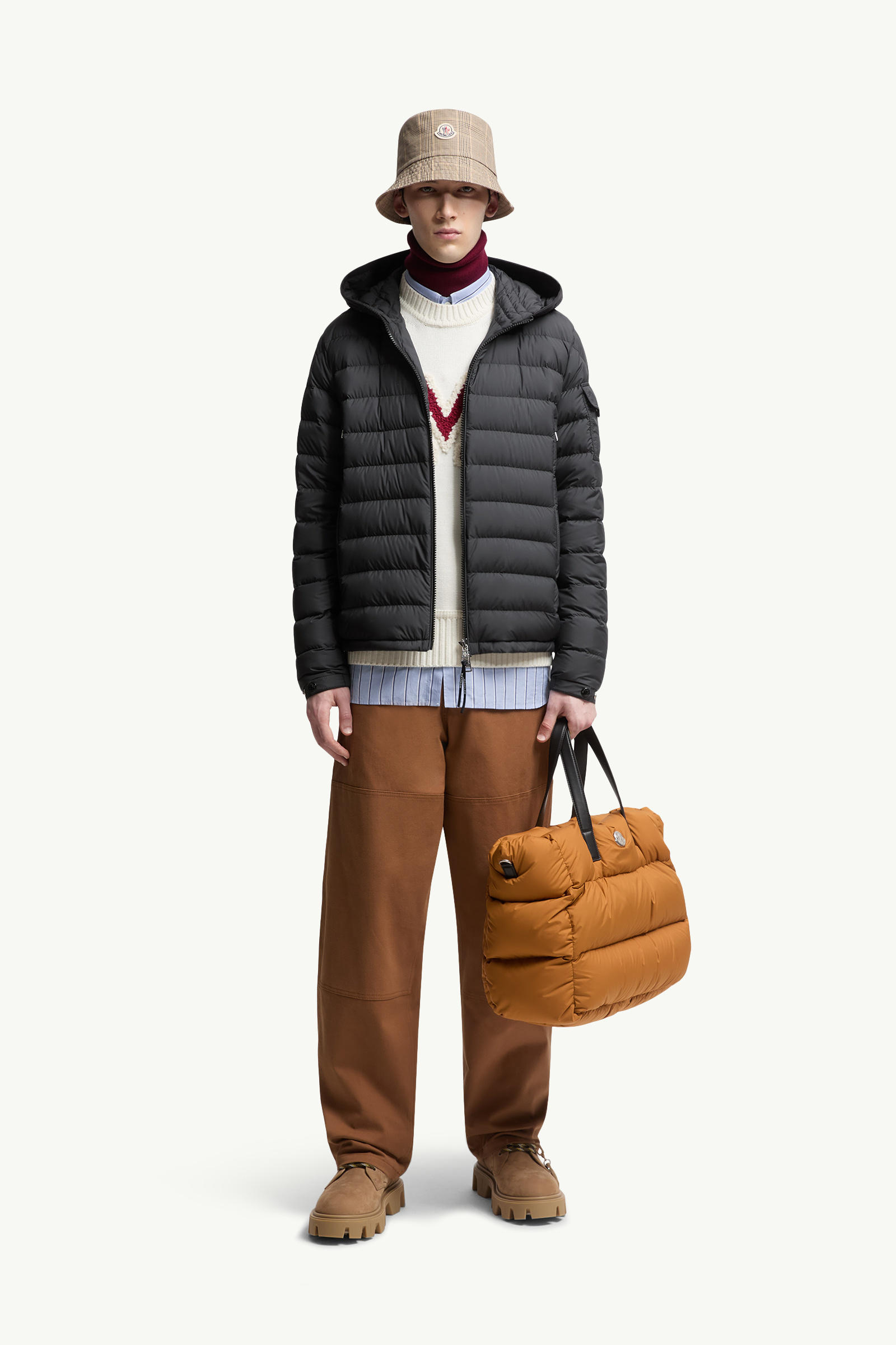 Galion Hooded Short Down Jacket Men Black Moncler 0