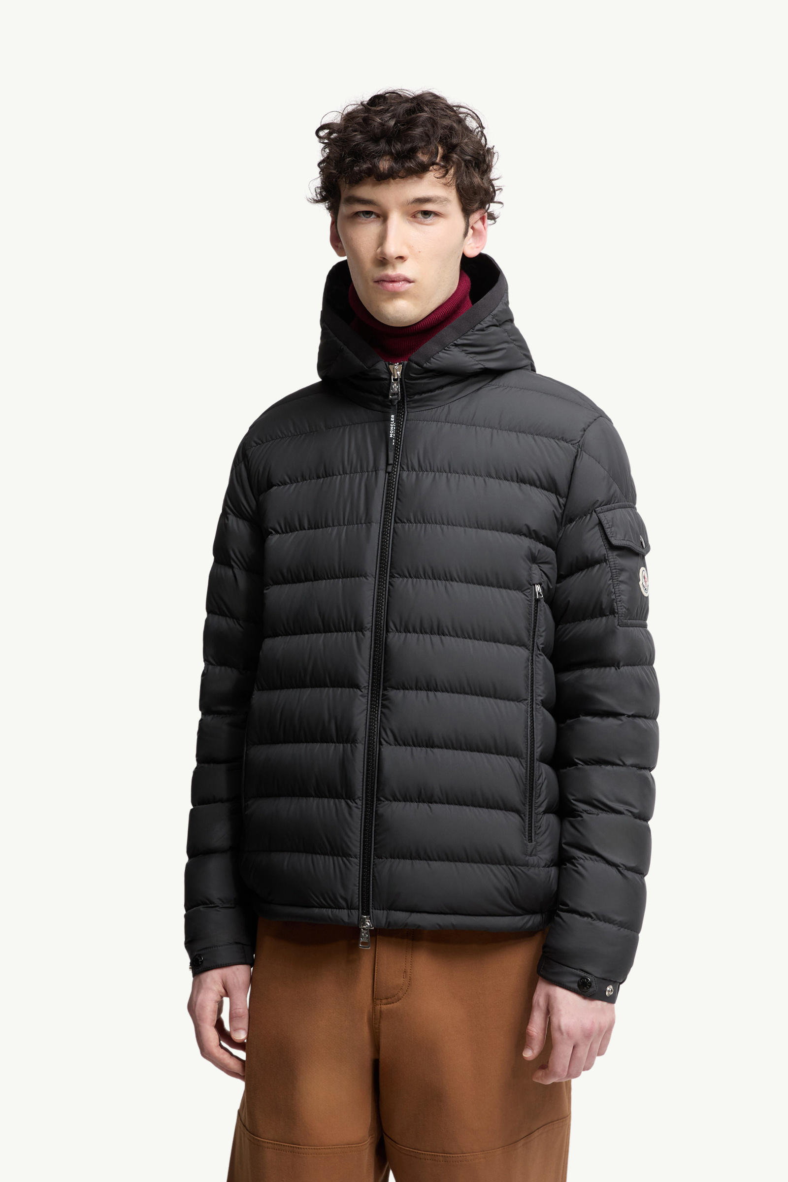Galion Hooded Short Down Jacket Men Black Moncler 3