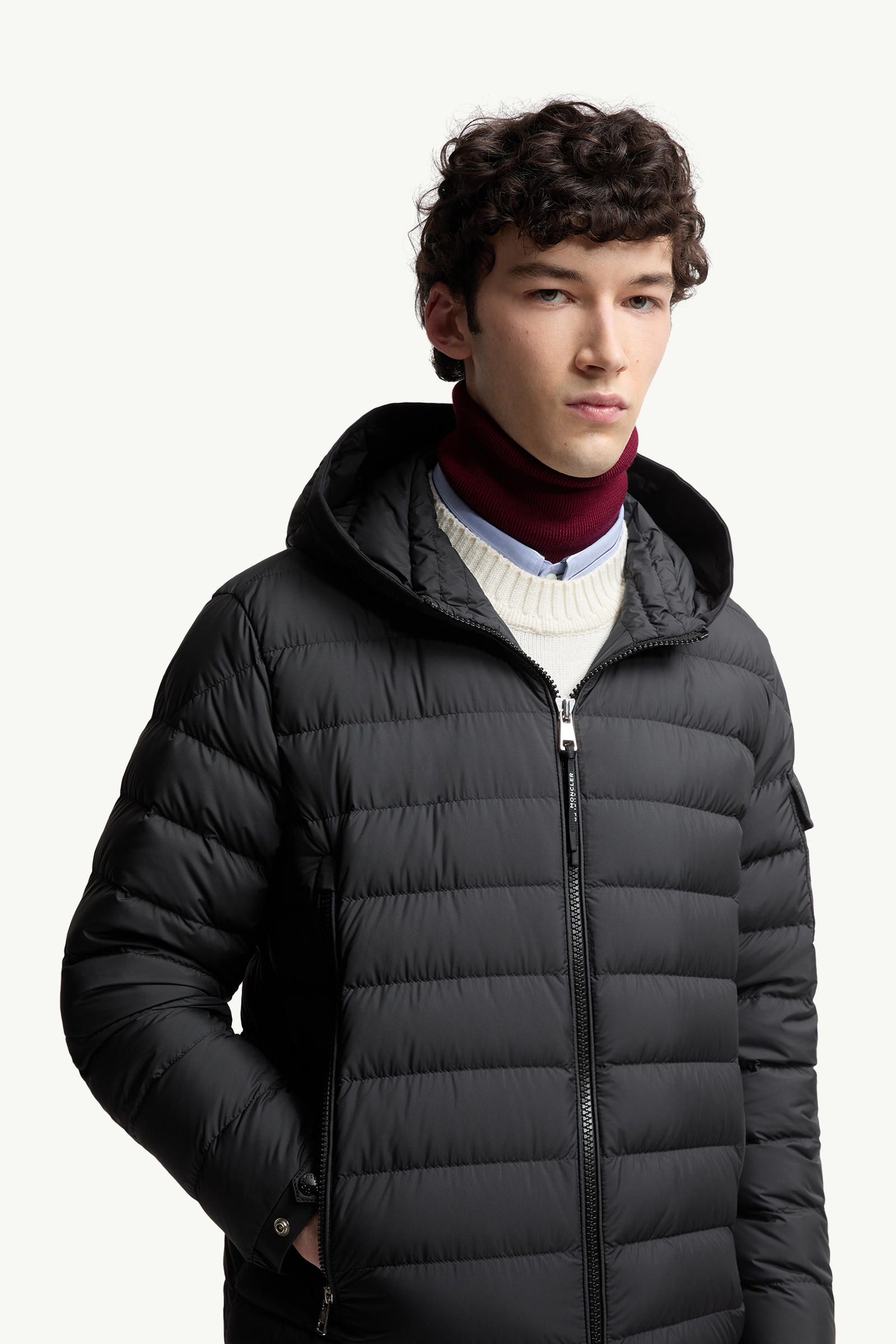 Galion Hooded Short Down Jacket Men Black Moncler 5