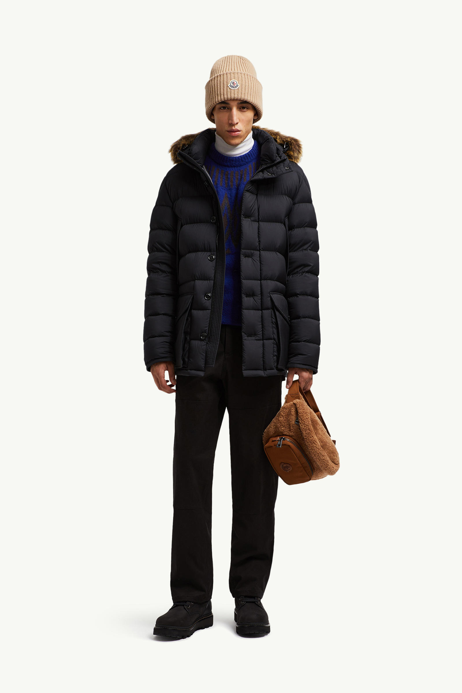 Clunye mittellange Daunenjacke mit Kapuze Herren Schwarz Moncler 0