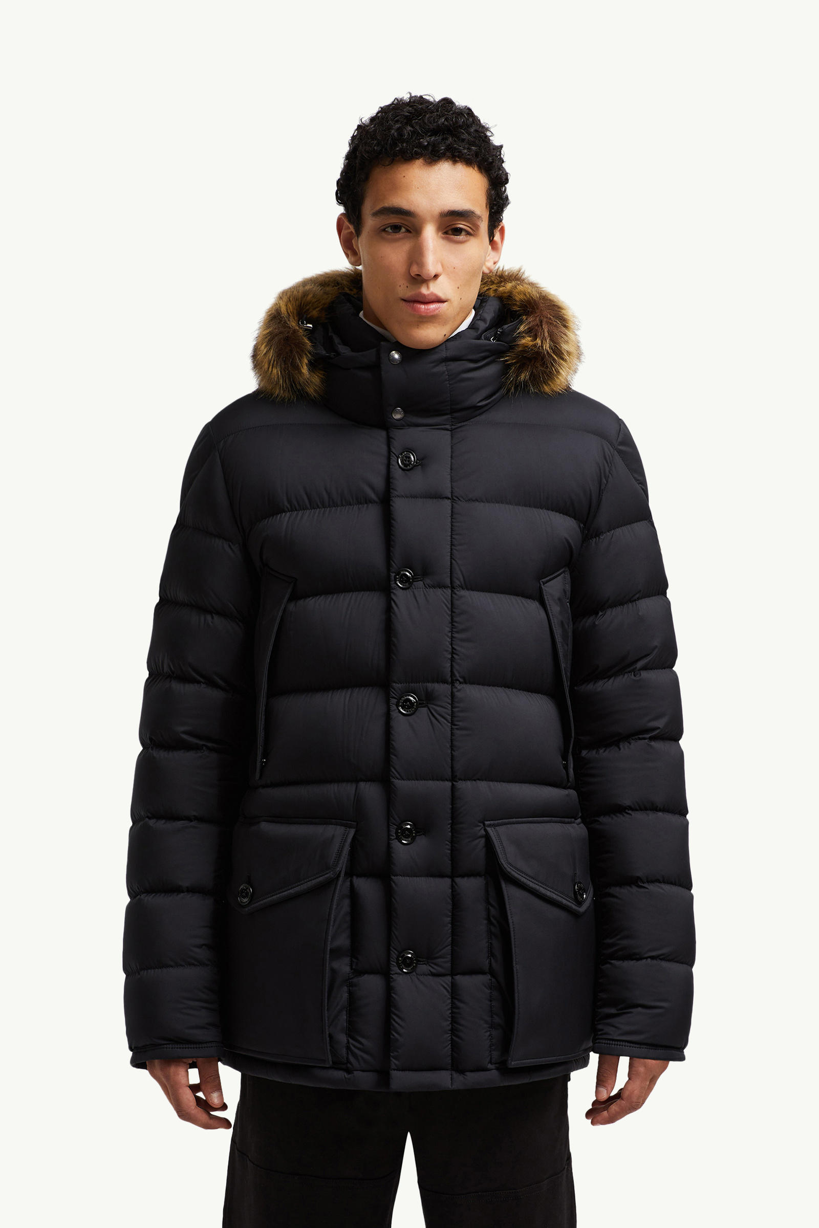 Clunye mittellange Daunenjacke mit Kapuze Herren Schwarz Moncler 3