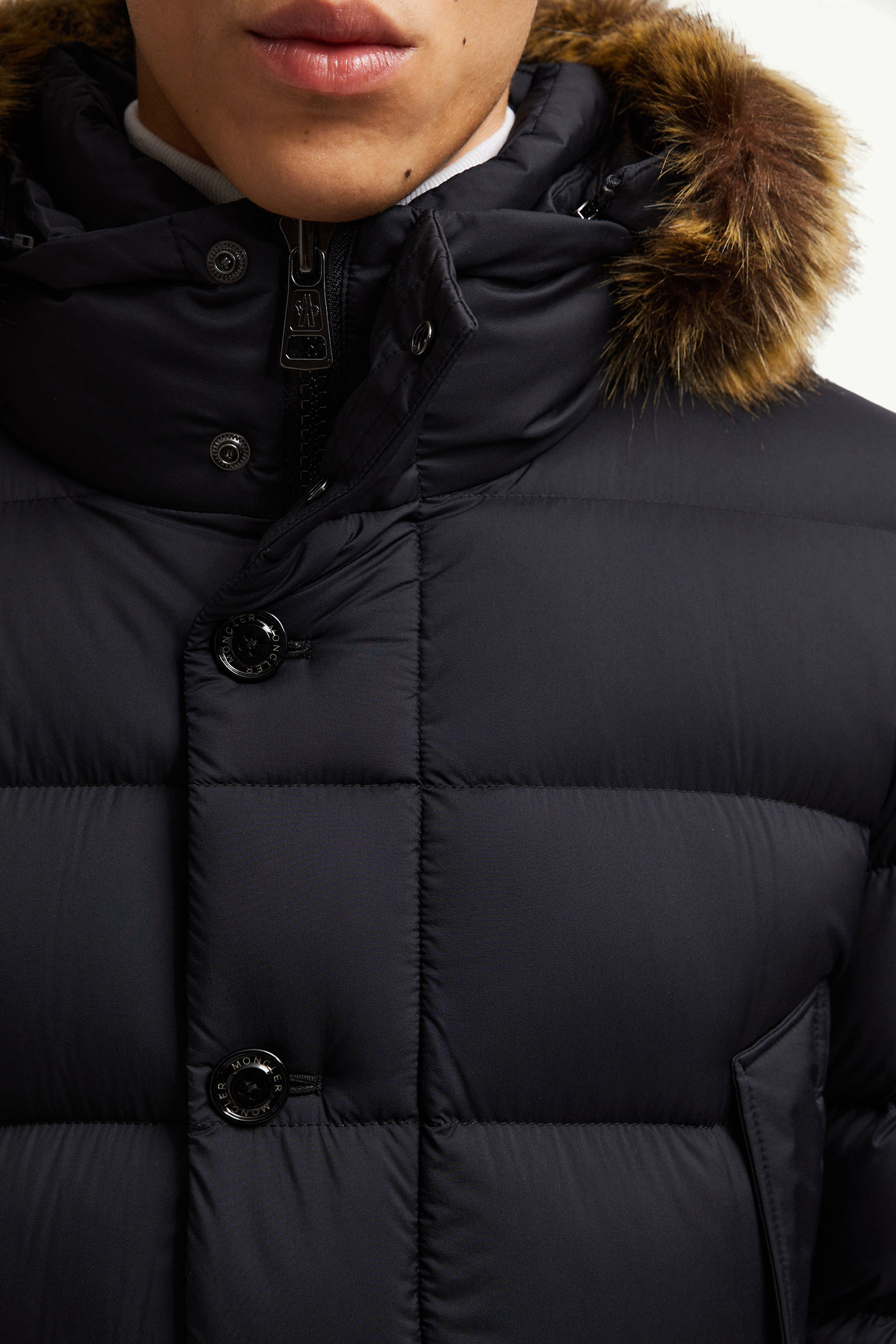 Clunye mittellange Daunenjacke mit Kapuze Herren Schwarz Moncler 6