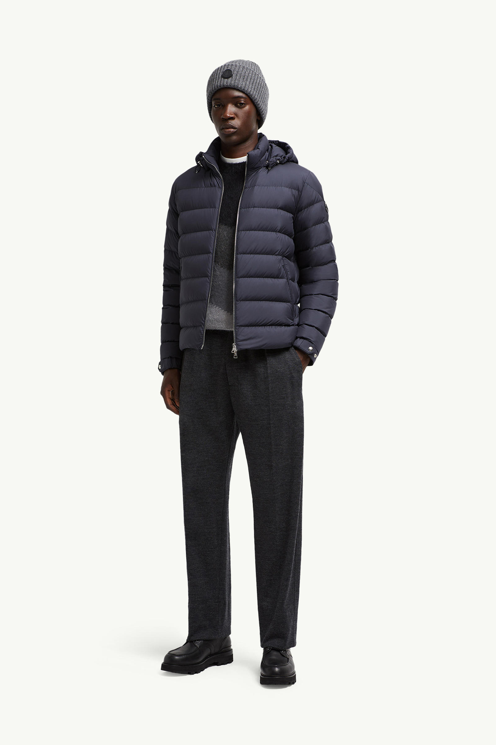 Arneb Hooded Short Down Jacket Men Navy Blue Moncler 0