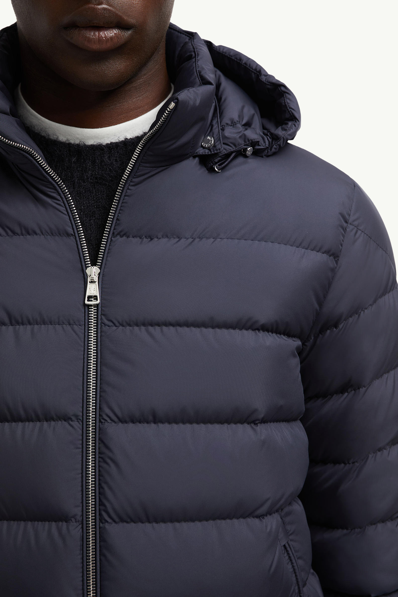 Arneb Hooded Short Down Jacket Men Navy Blue Moncler 6