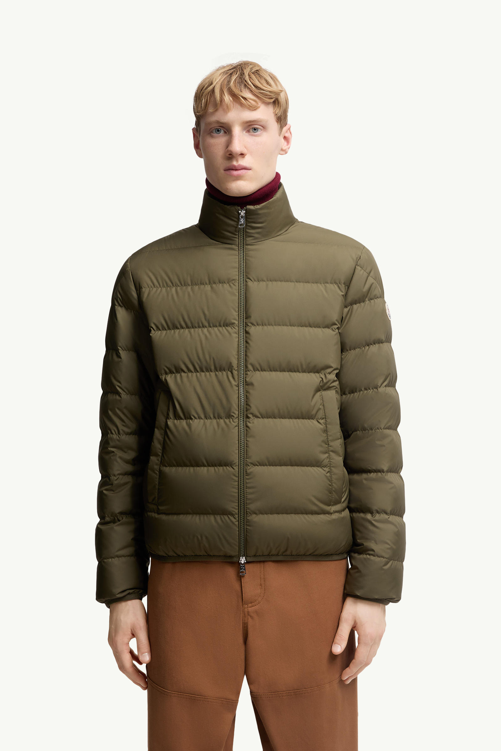 Baudinet Short Down Jacket Men Olive Green Moncler 3
