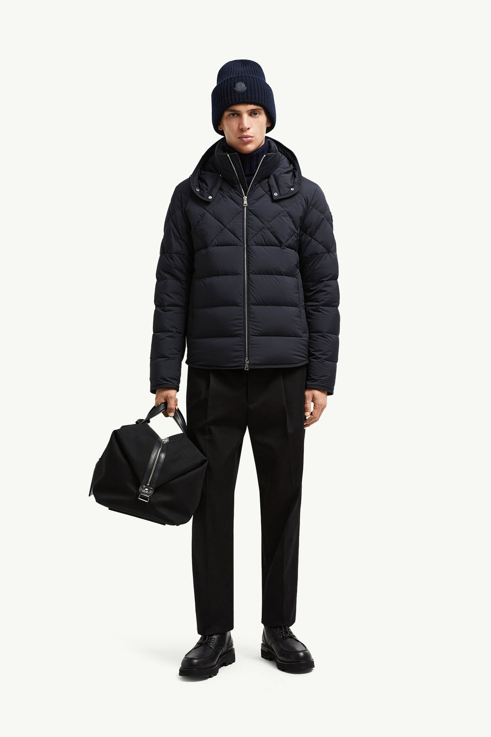 Cecaud Hooded Short Down Jacket Men Navy Blue Moncler 0
