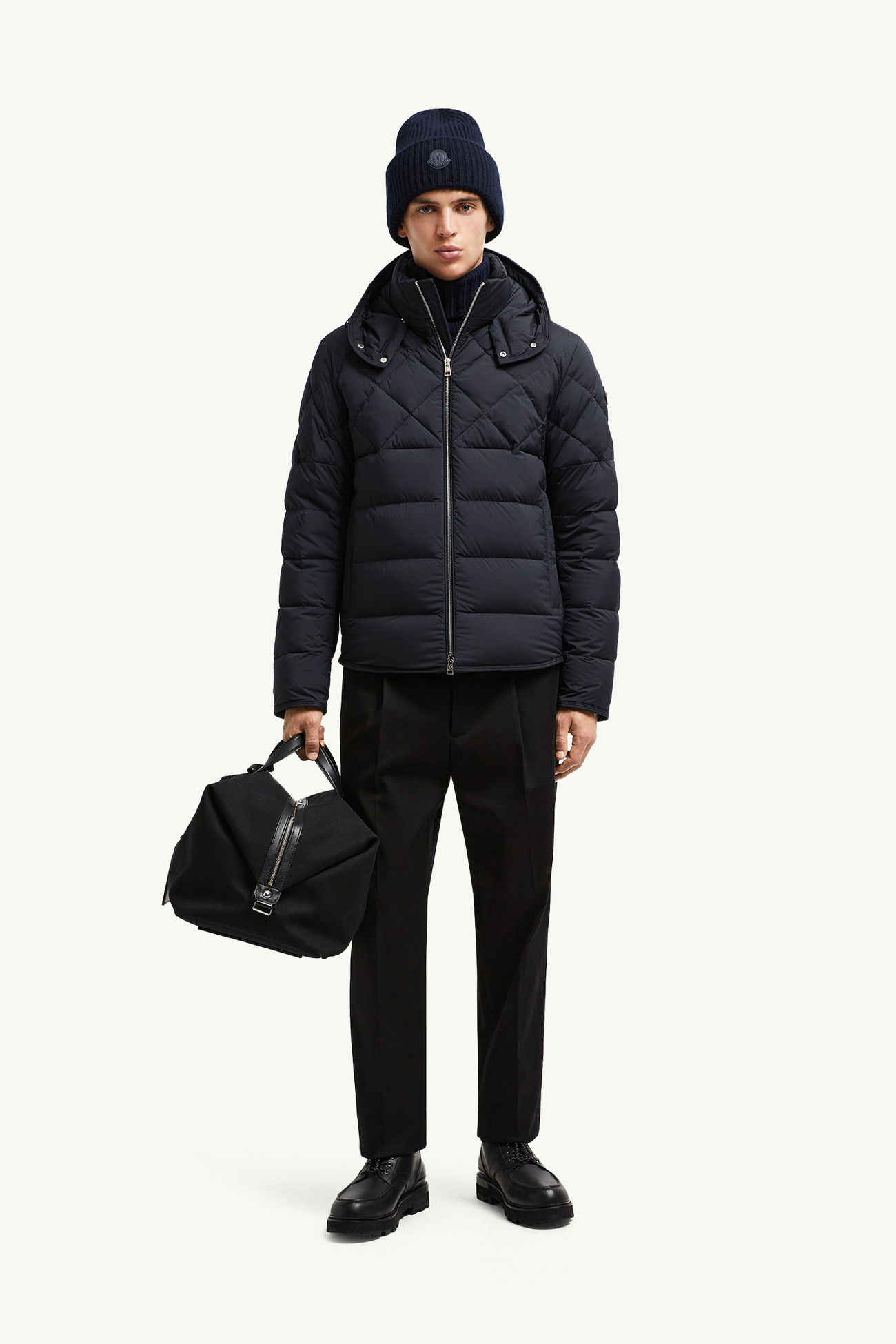 Piumino corto Cecaud con cappuccio Uomo Blu Navy Moncler 0