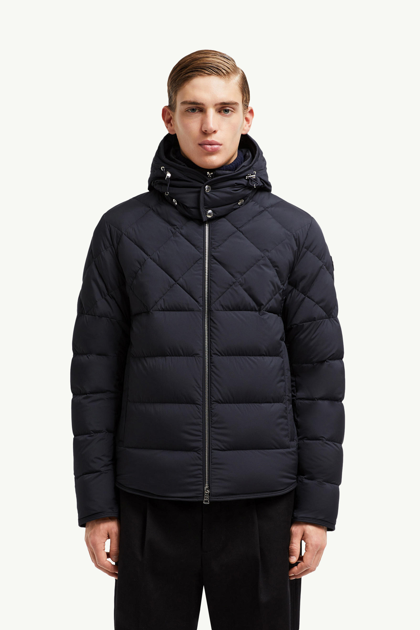Cecaud Hooded Short Down Jacket Men Navy Blue Moncler 3
