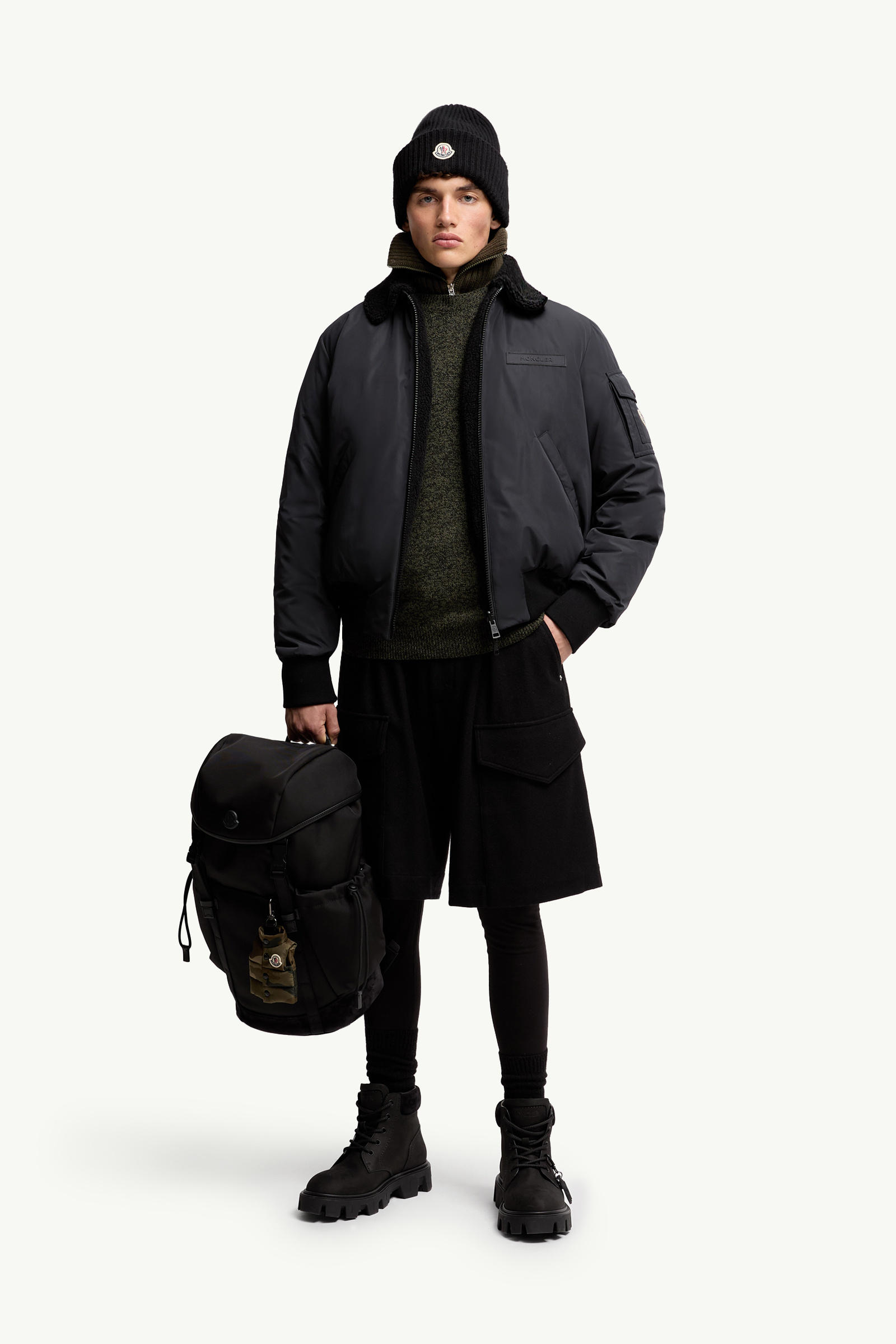 Maulevrier wendbare Fliegerjacke aus Teddystoff Herren Schwarz Moncler 0