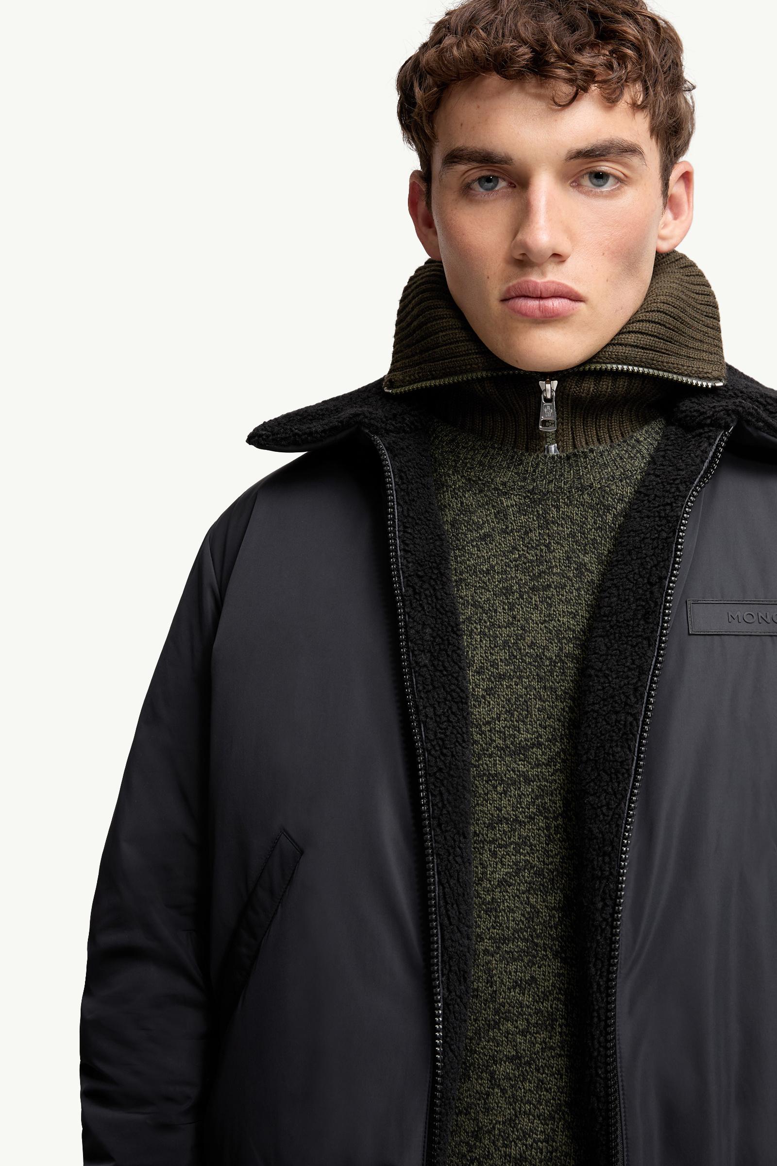 Black Maulevrier Reversible Teddy Aviator Jacket - Short Down