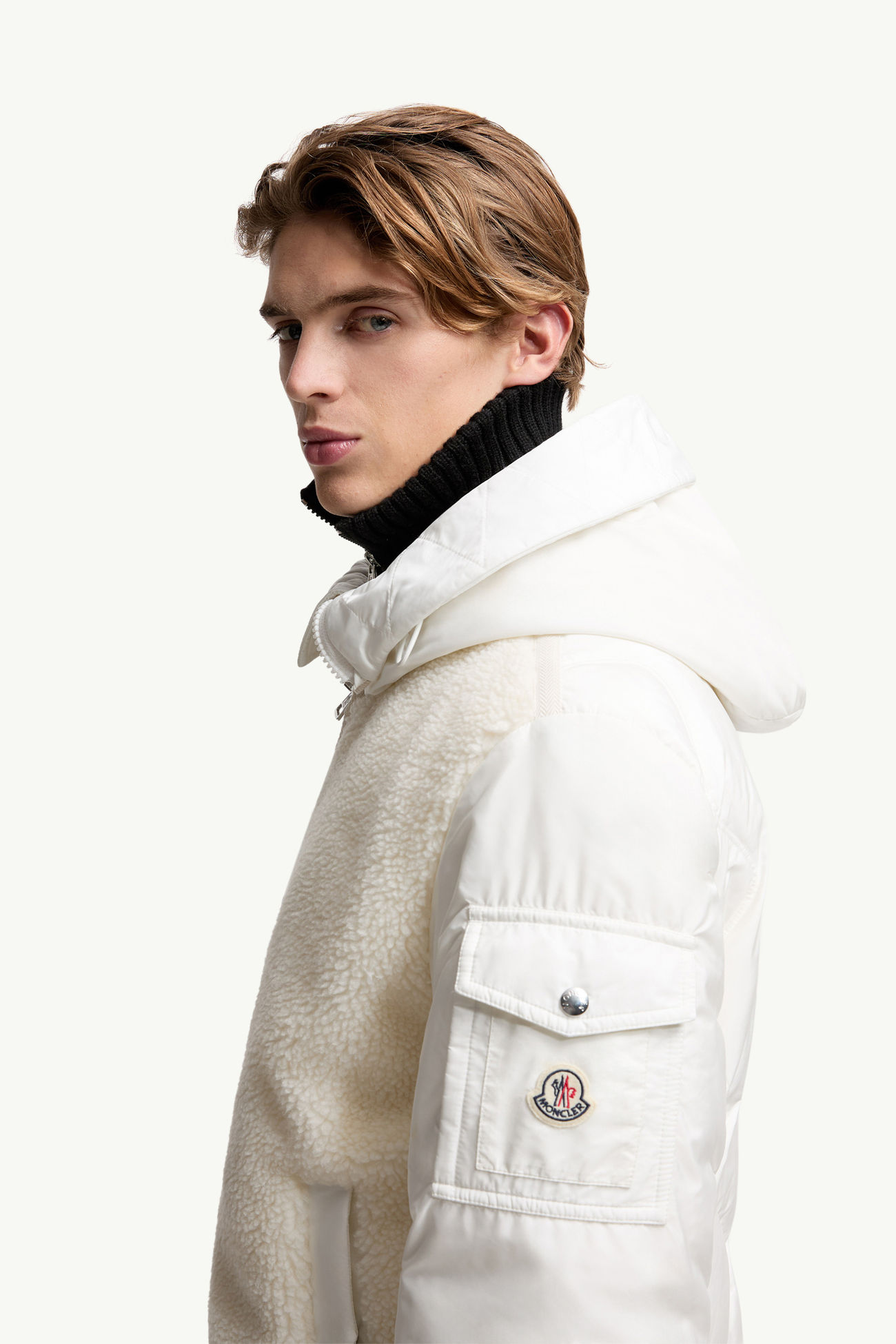 Auvurgne連帽泰迪布短身羽絨外套 男士 象牙白色 Moncler 1