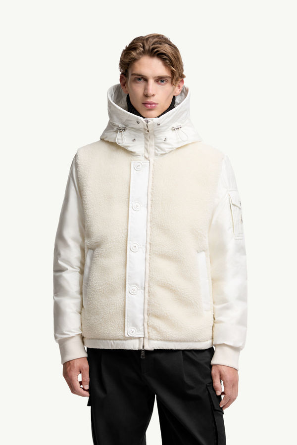 Auvurgne Hooded Teddy Short Down Jacket Men White Ivory Moncler 3
