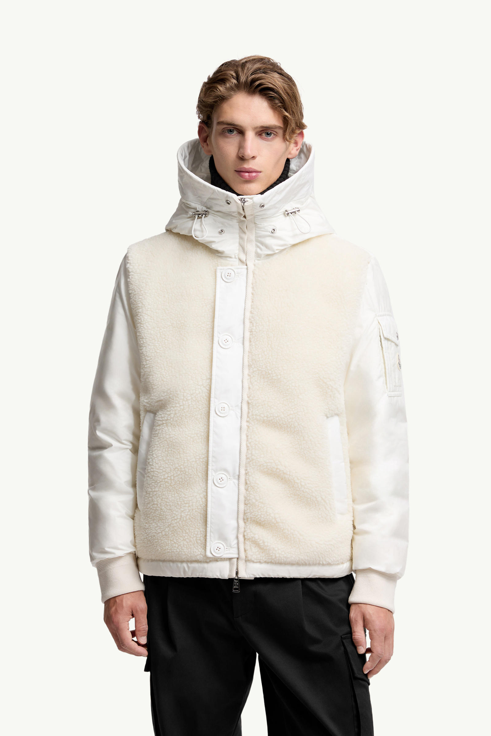 Auvurgne Hooded Teddy Short Down Jacket Men White Ivory Moncler 3