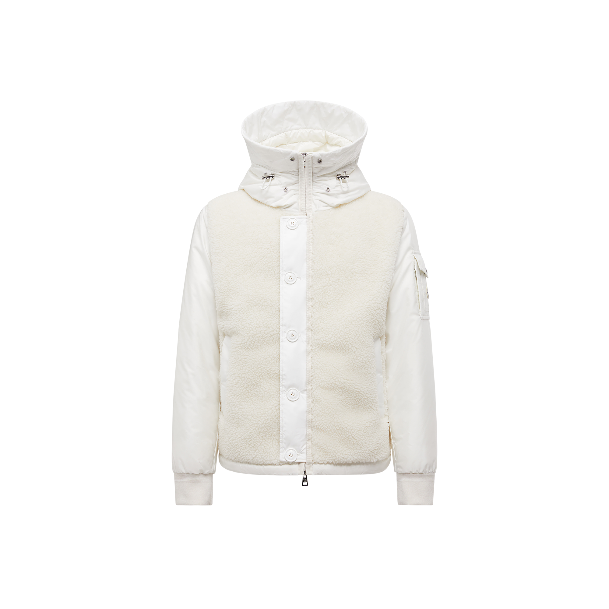 MONCLER COLLECTION - Men's Hooded Teddy Short Down Jacket - Size 2 - White