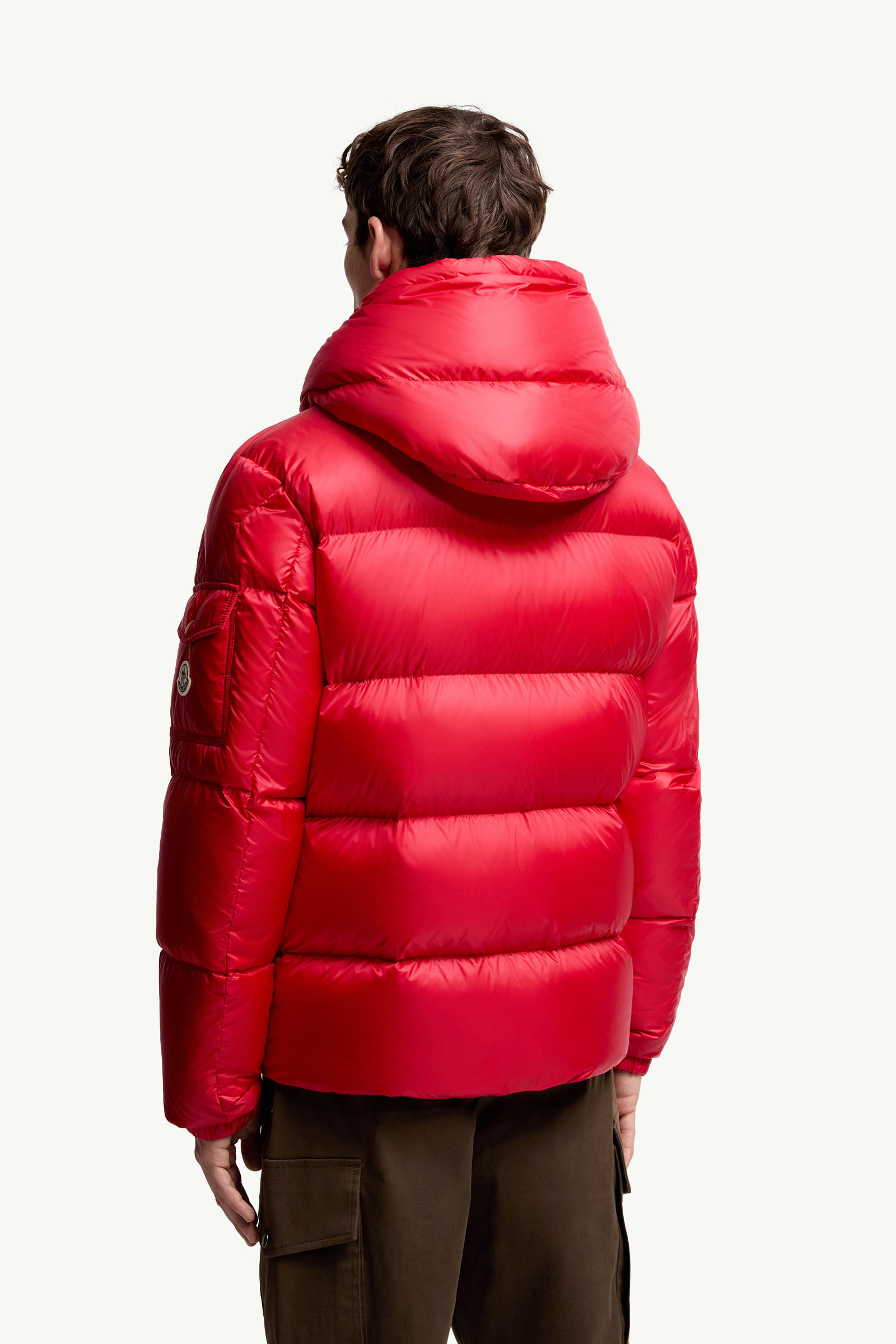 Couyere Hooded Short Down Jacket Men Red Moncler 4