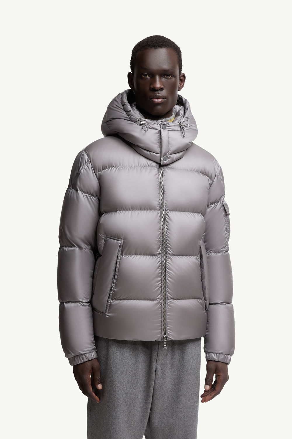Couyere Hooded Short Down Jacket Men Gray Moncler 3