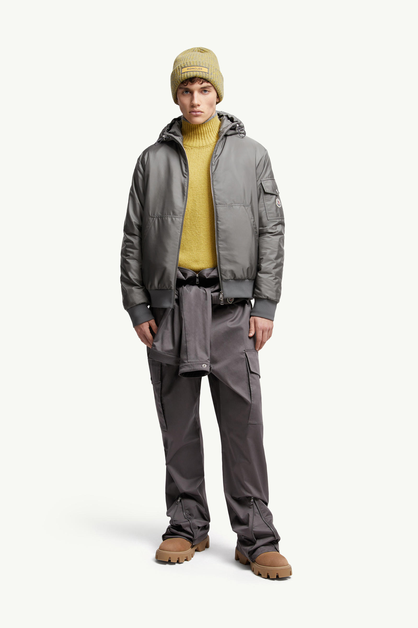 Poiliot Hooded Short Down Jacket Men Gray Moncler 0