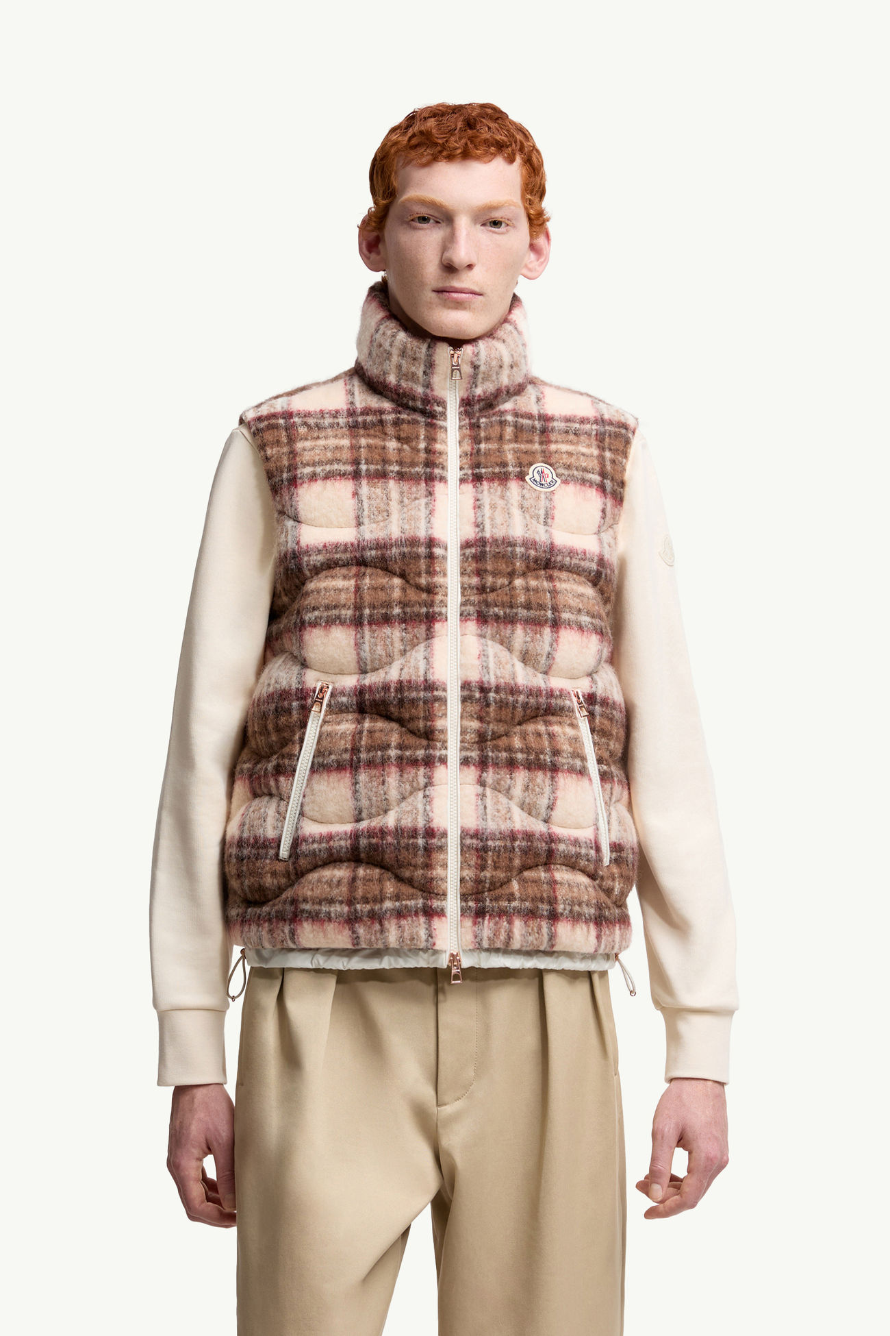 Sfakia geometrisch gesteppte Daunenweste aus Wolle Herren Beige & Pink Moncler 3