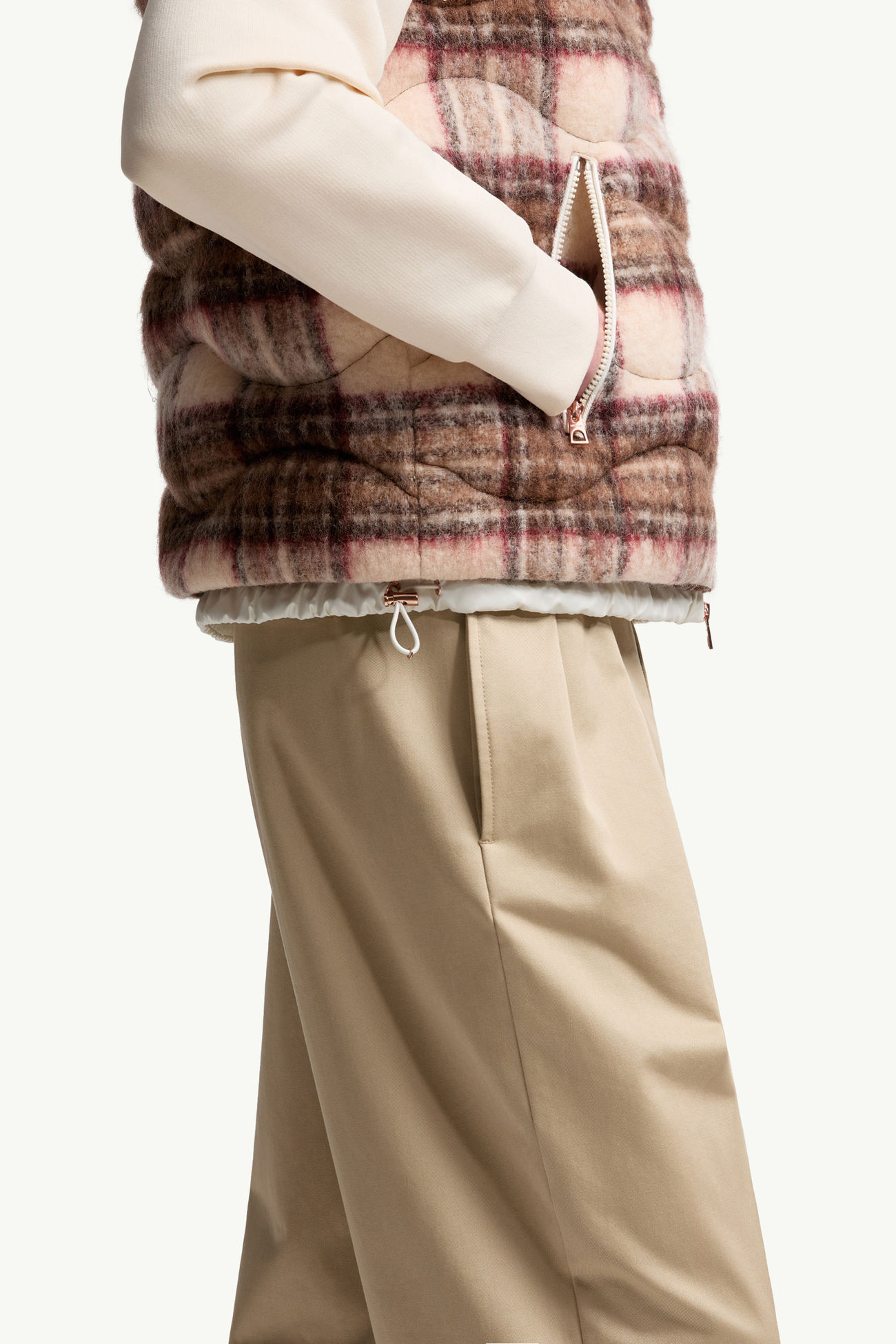 Gilet Imbottito in Lana con Trapuntatura Geometrica Sfakia Uomo Beige & Rosa Moncler 5