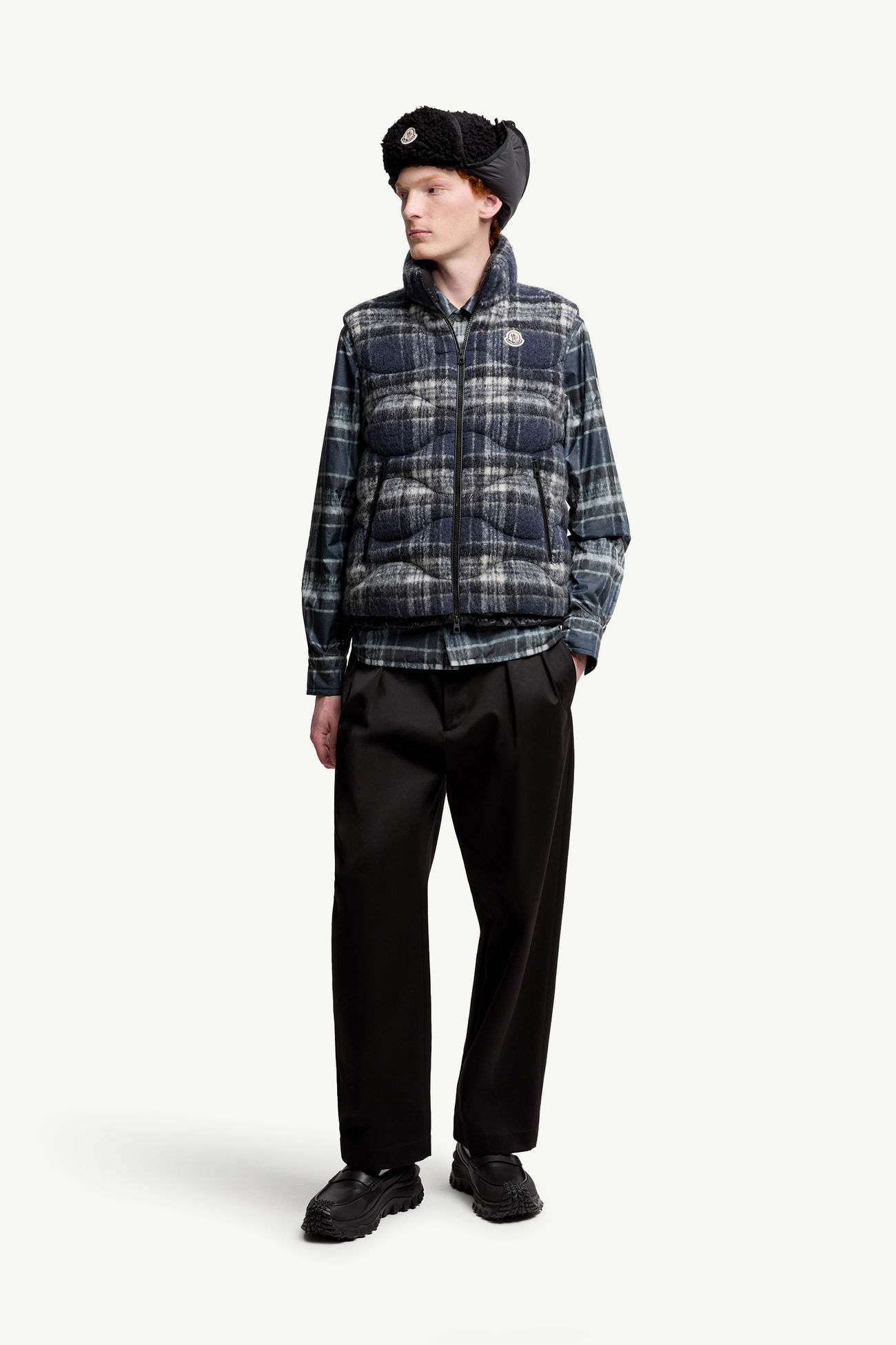 Sfakia Geometric-Quilted Wool Down Vest Men Blue & Black Moncler 0