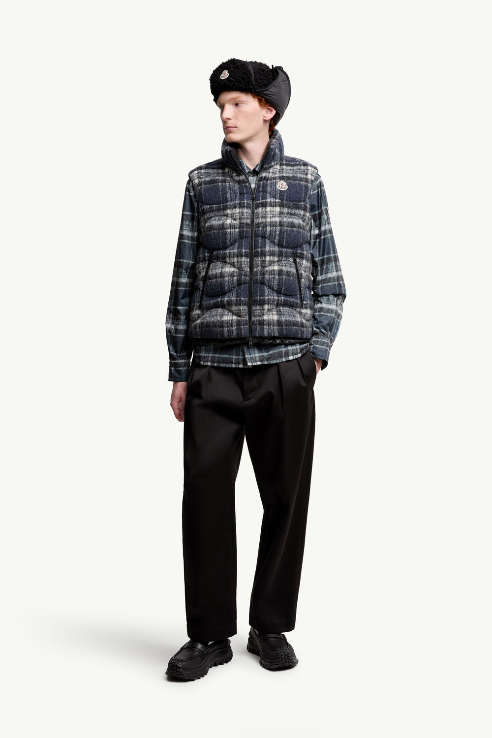 Sfakia geometrisch gesteppte Daunenweste aus Wolle Herren Blau & Schwarz Moncler 0