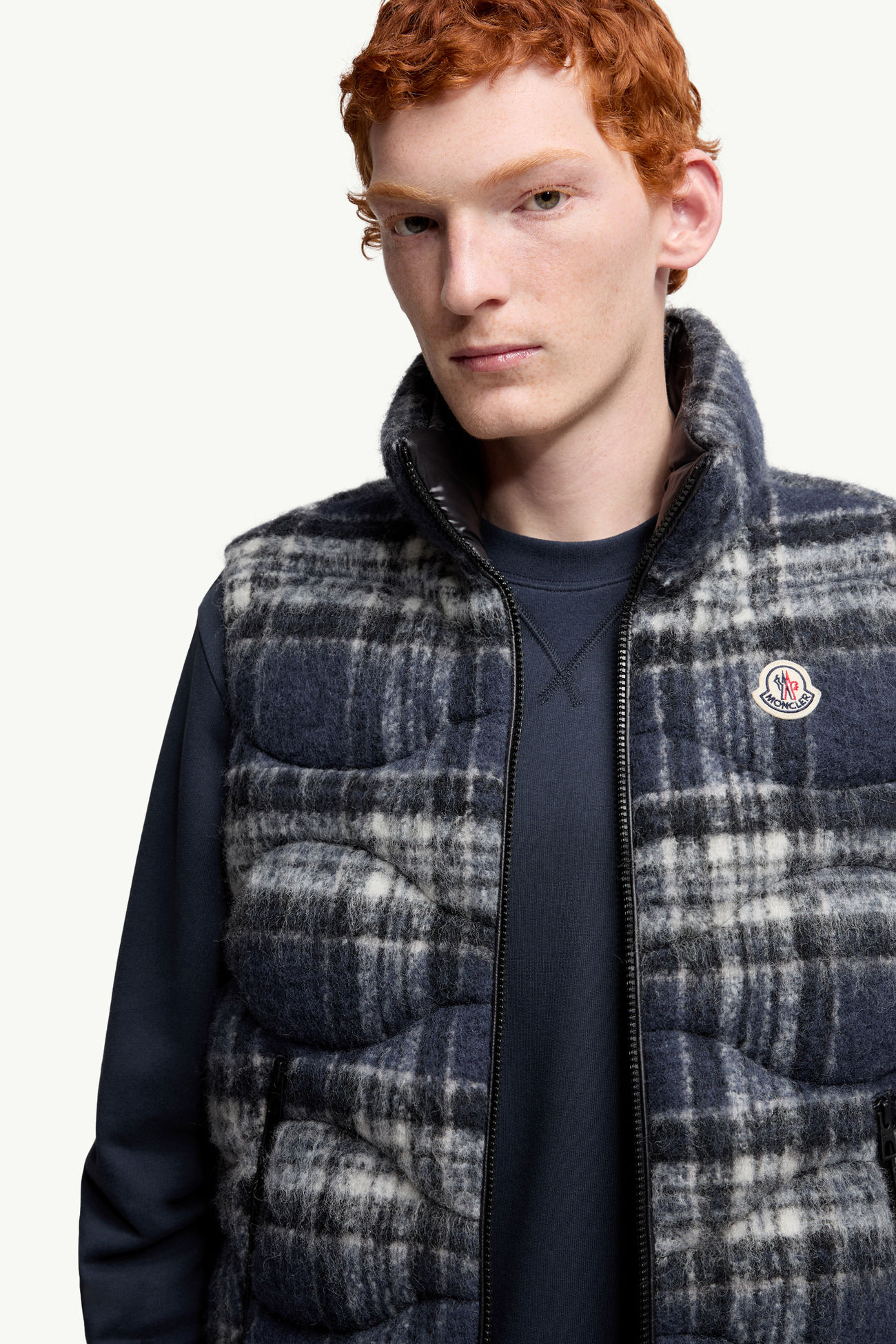 Sfakia geometrisch gesteppte Daunenweste aus Wolle Herren Blau & Schwarz Moncler 6