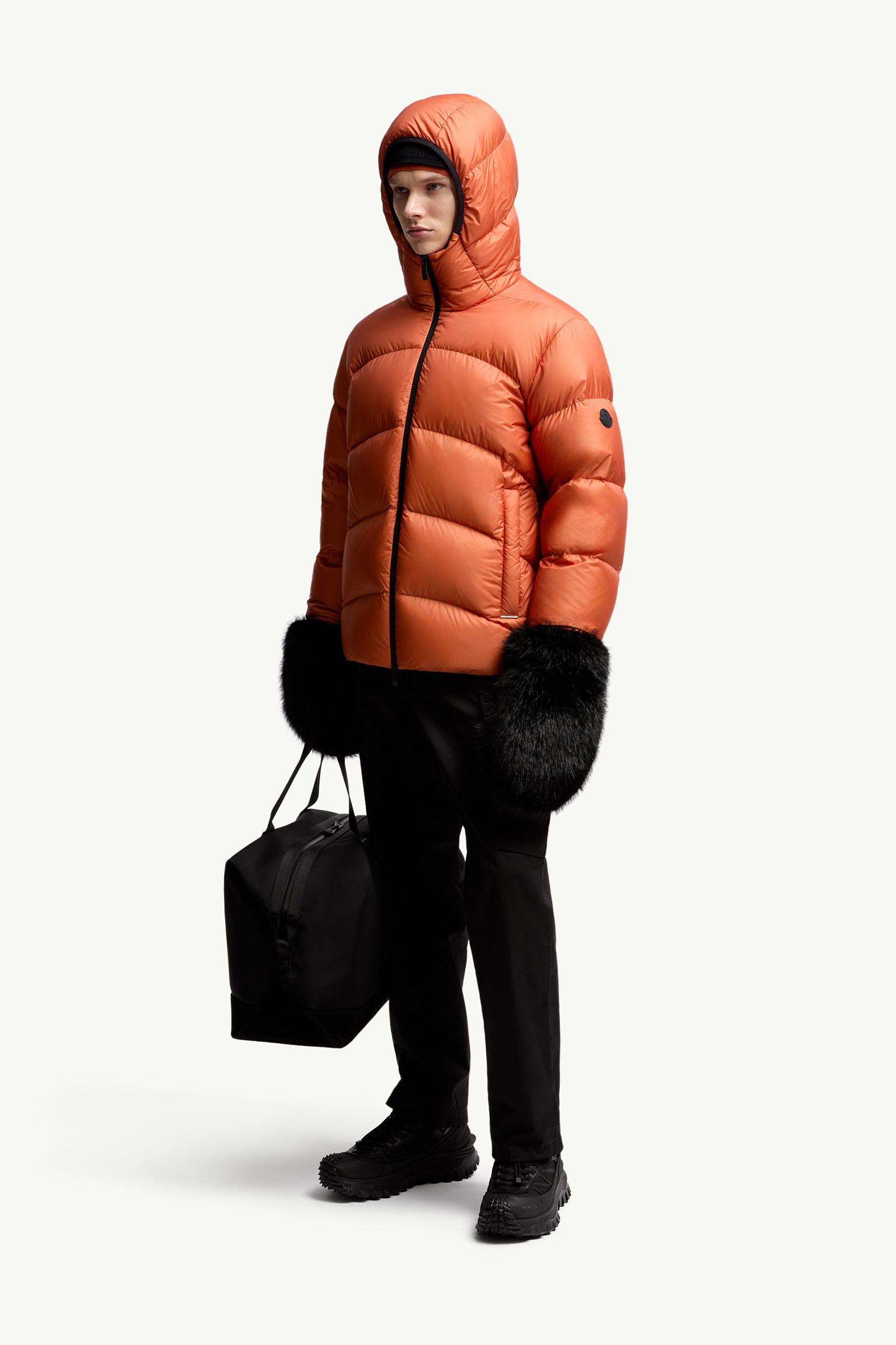 Dark Orange Fulcran Hooded Short Down Jacket - Short Down Jackets