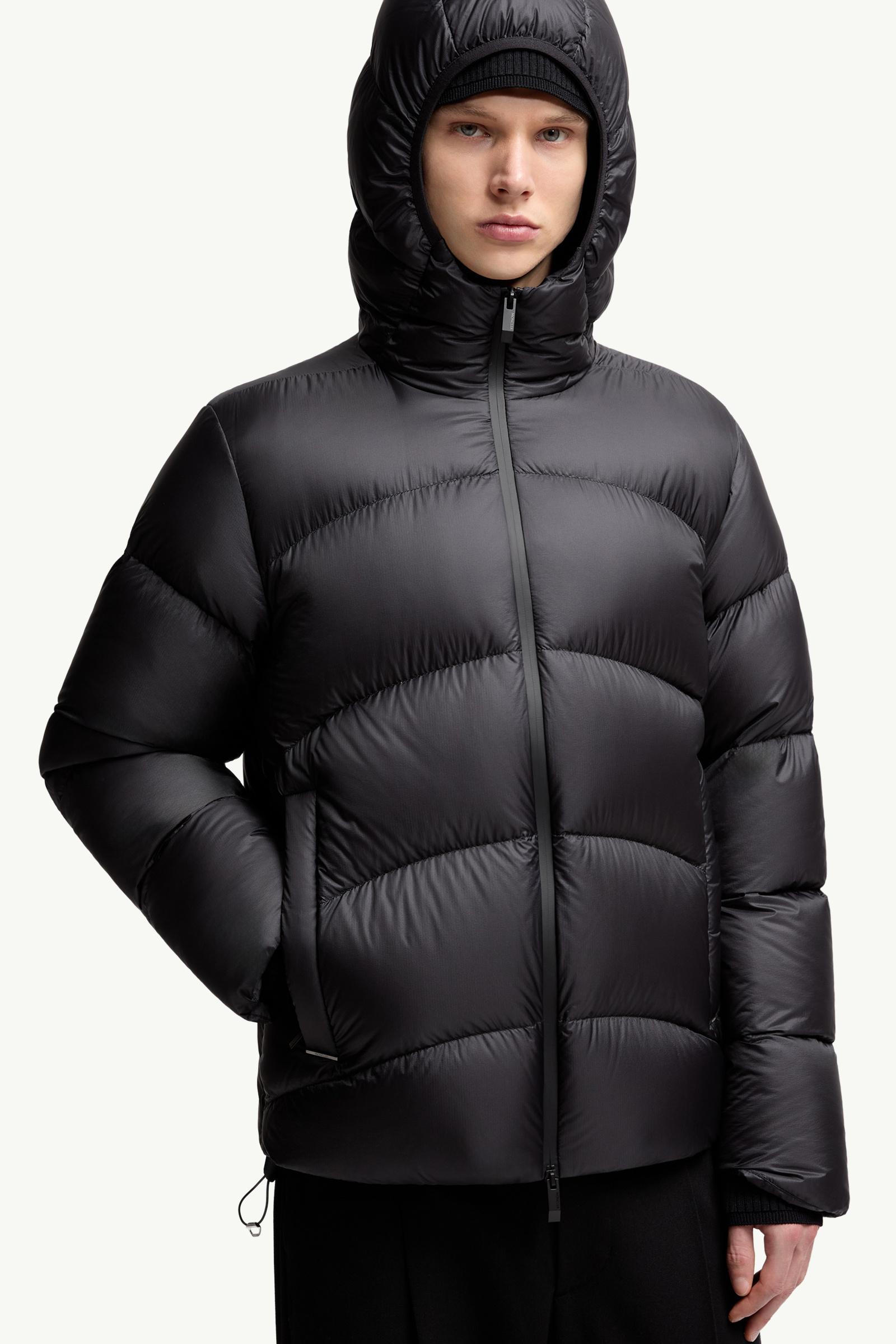 Black Fulcran Hooded Short Down Jacket - Short Down Jackets for