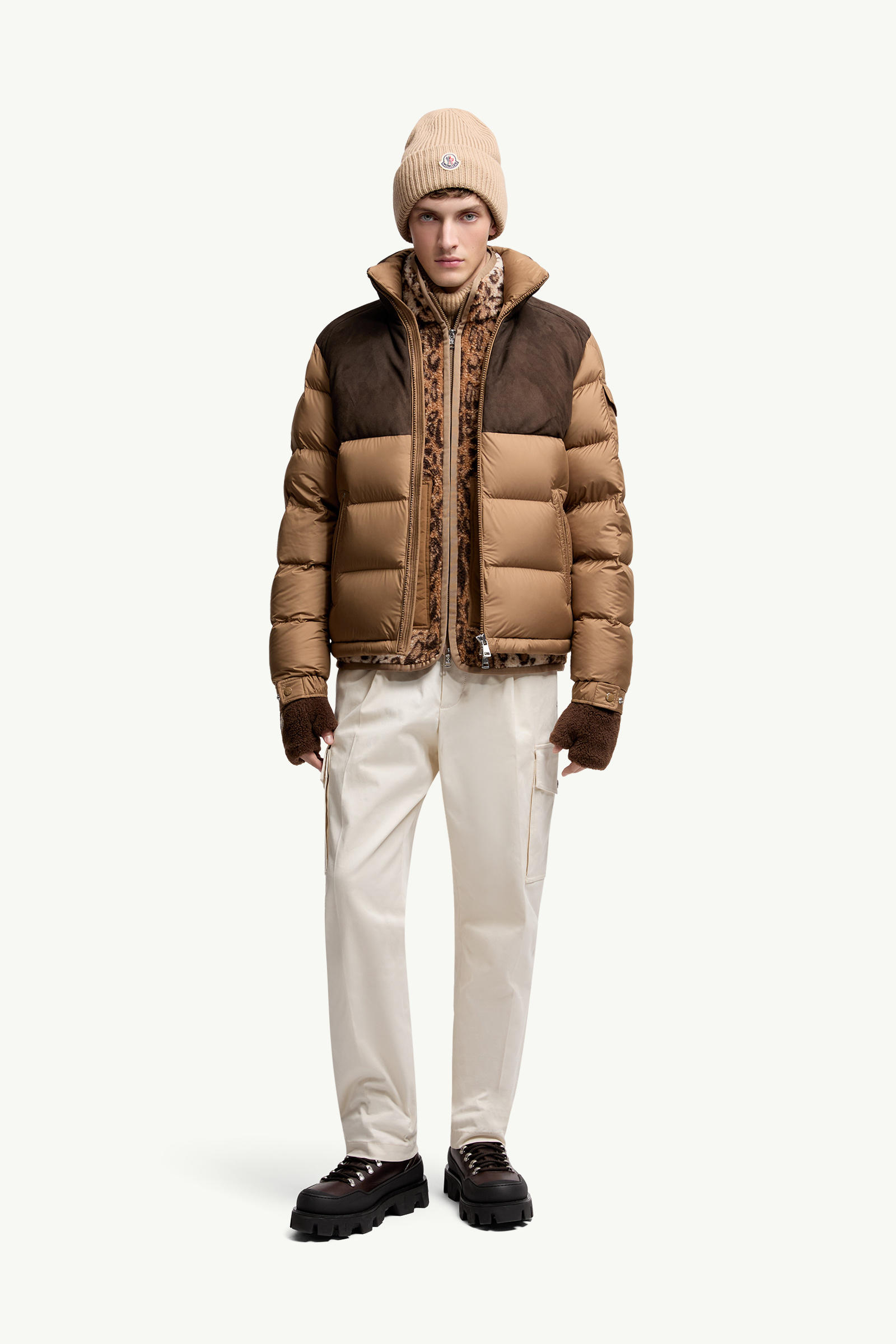 Cheverny Suede Short Down Jacket Men Beige Moncler 0