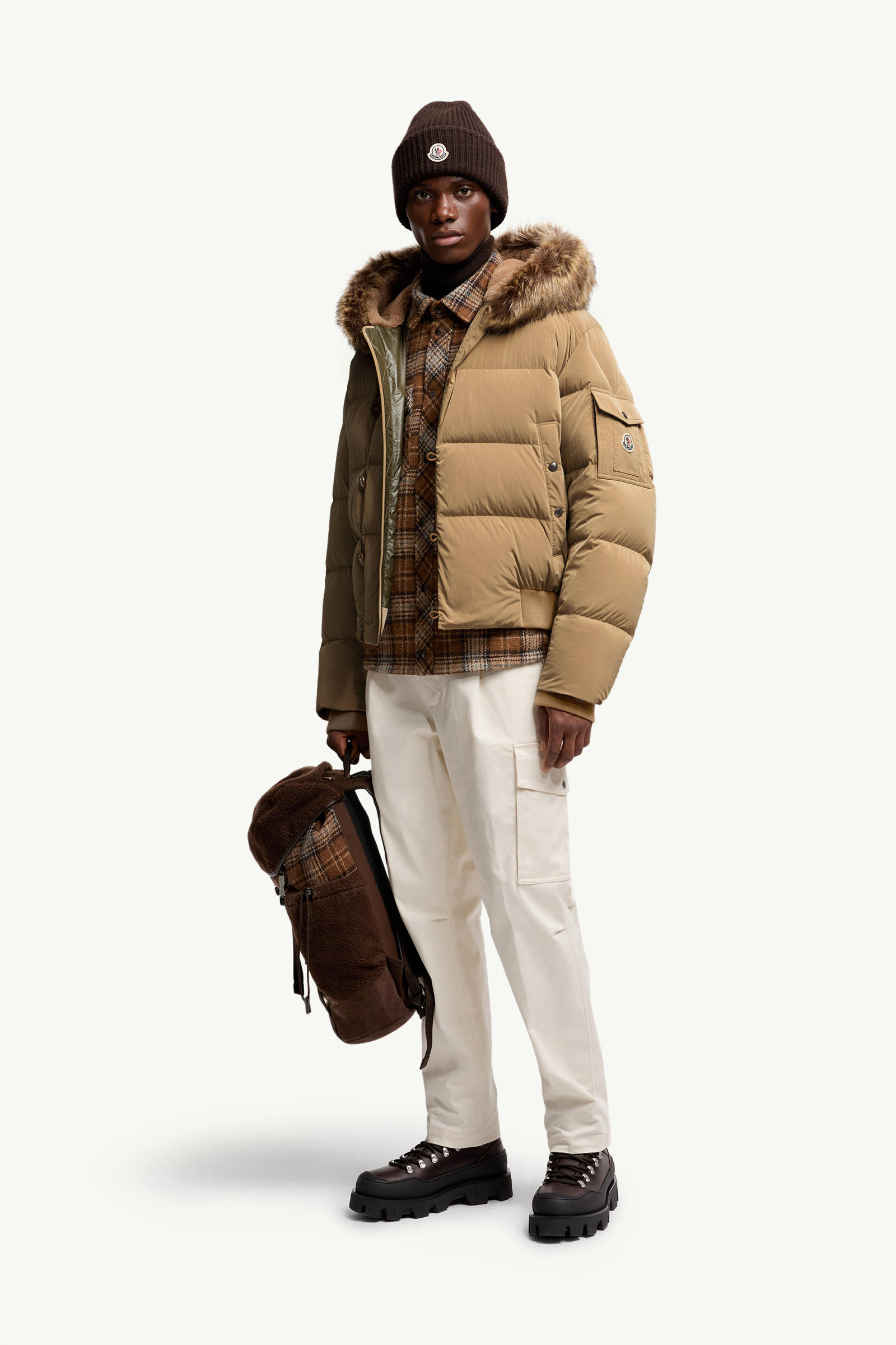 Doudoune courte à capuche Luynes Hommes Beige Moncler 0