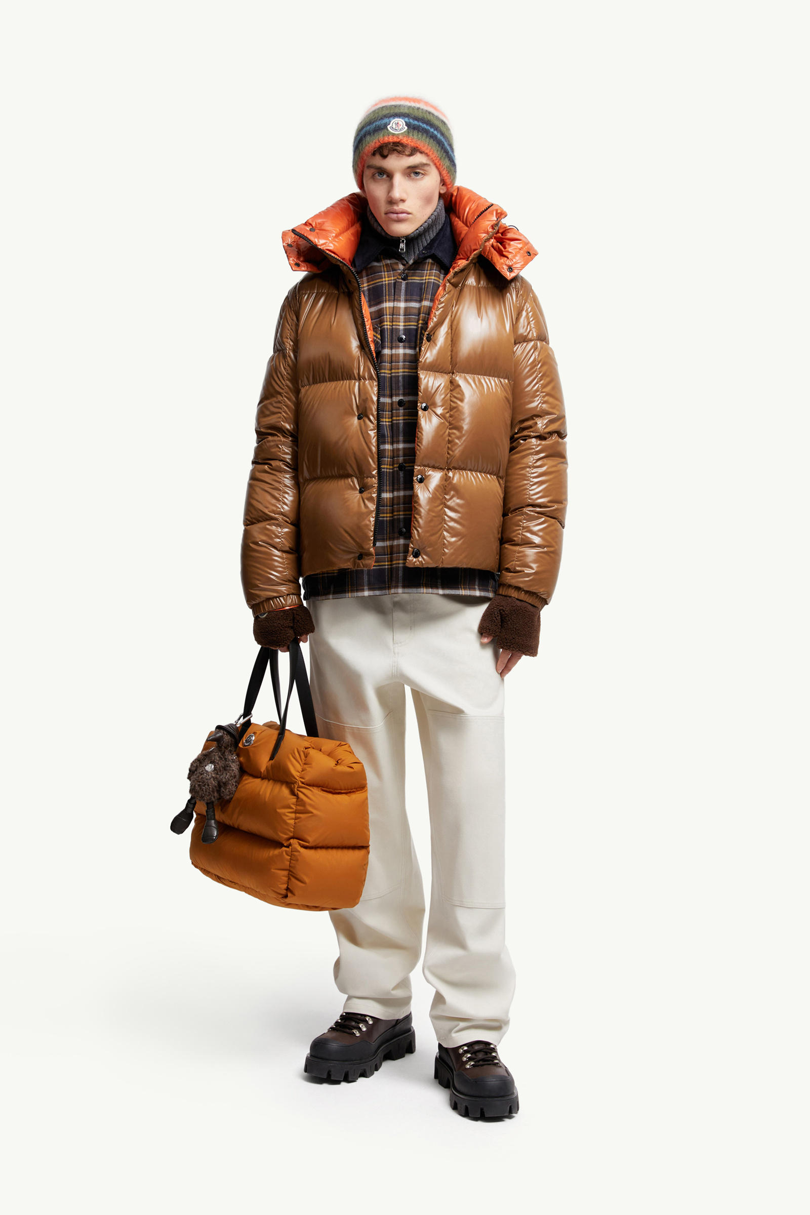 Parana Hooded Short Down Jacket Men Light Brown Moncler 0