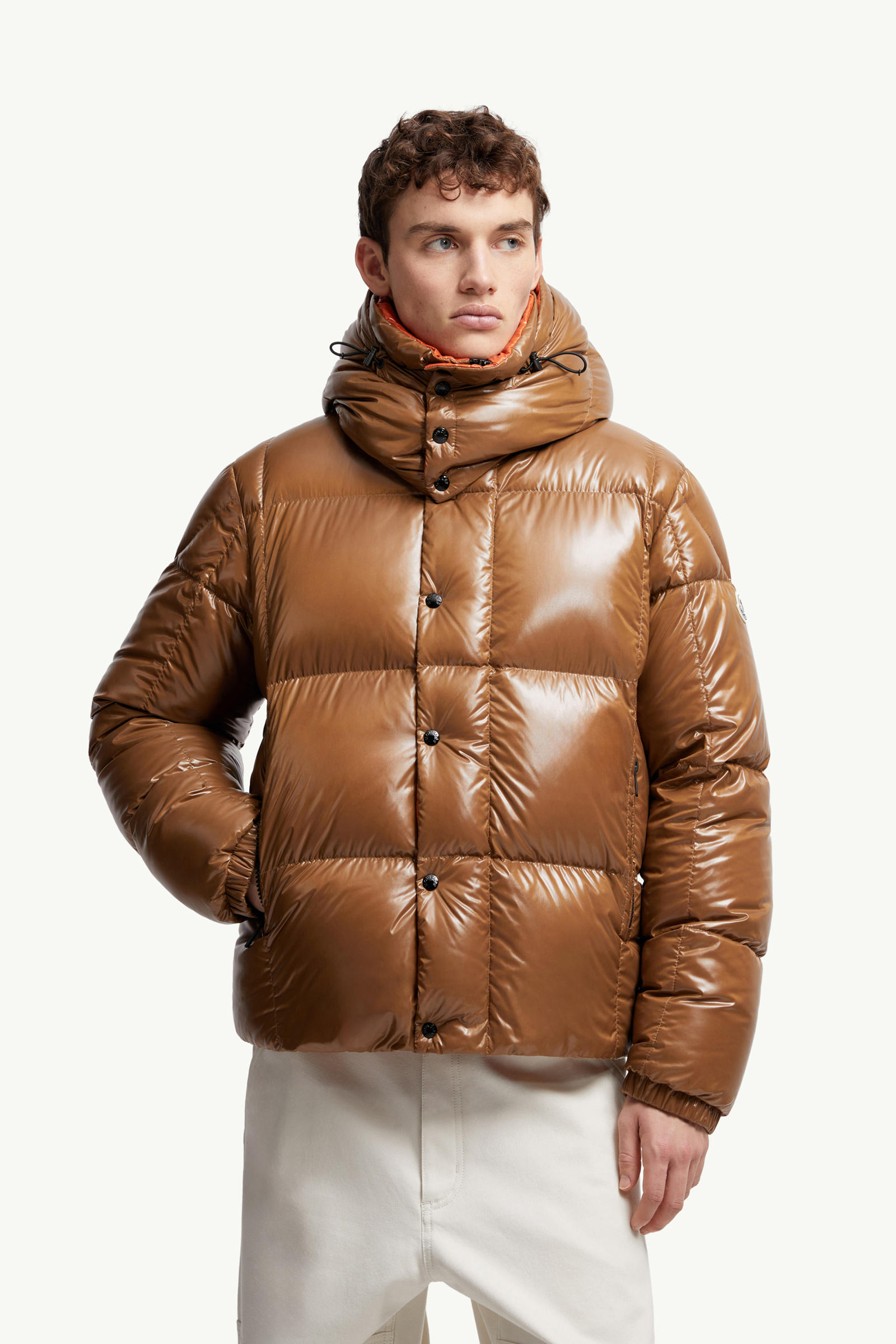 Parana Hooded Short Down Jacket Men Light Brown Moncler 3