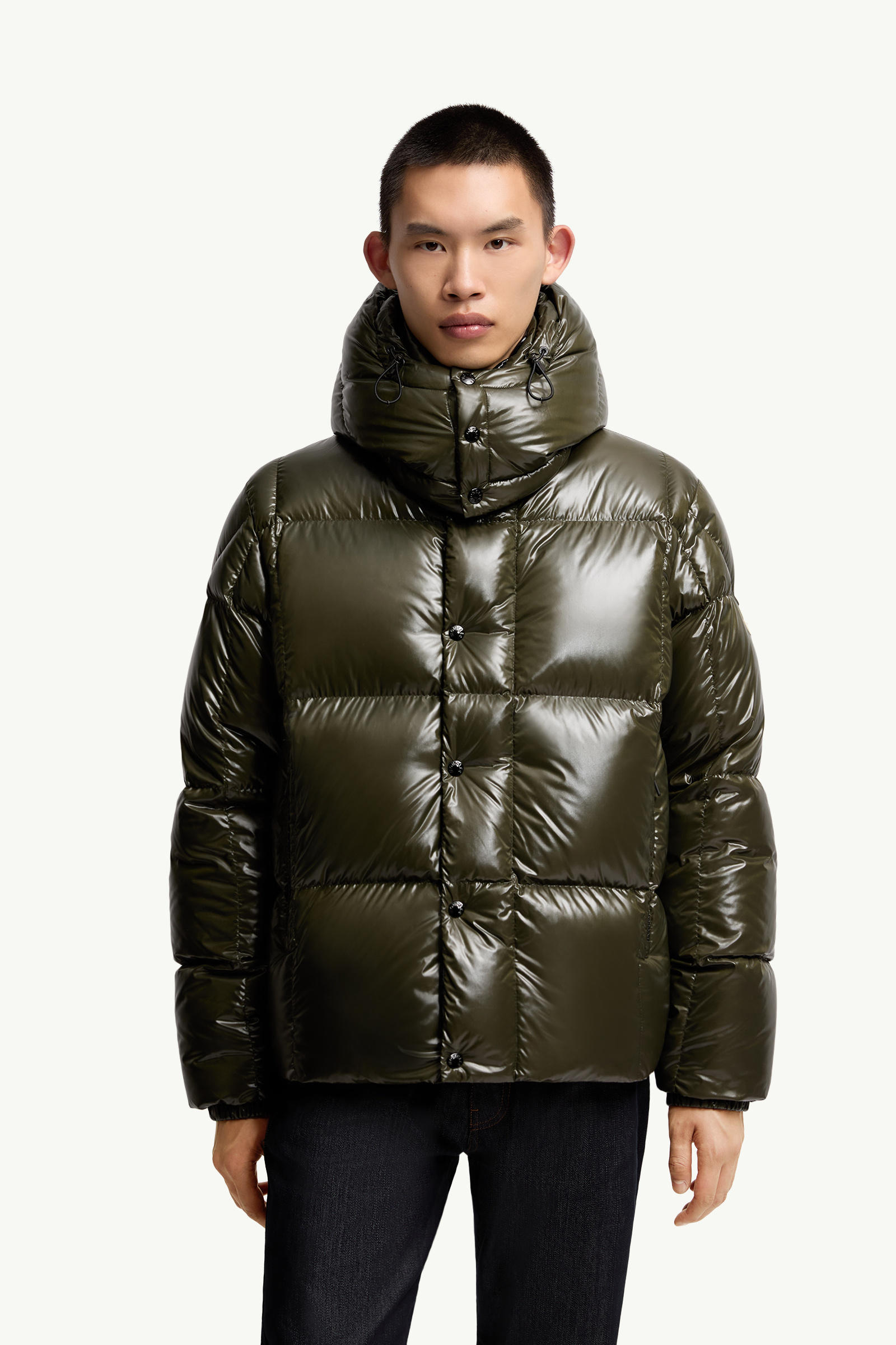 Parana Hooded Short Down Jacket Men Olive Green Moncler 3