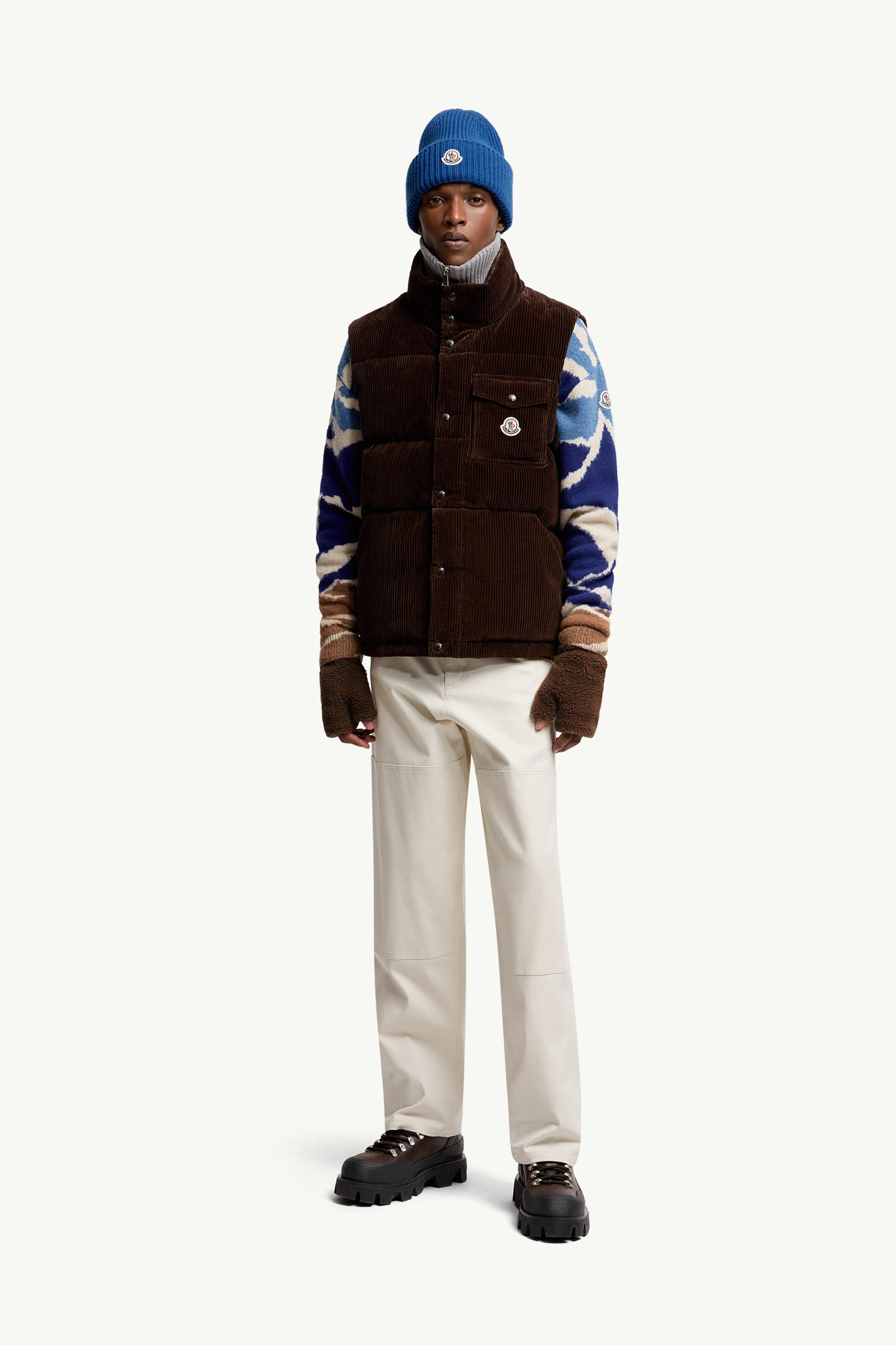 Agen Corduroy Down Vest Men Brown Moncler 0