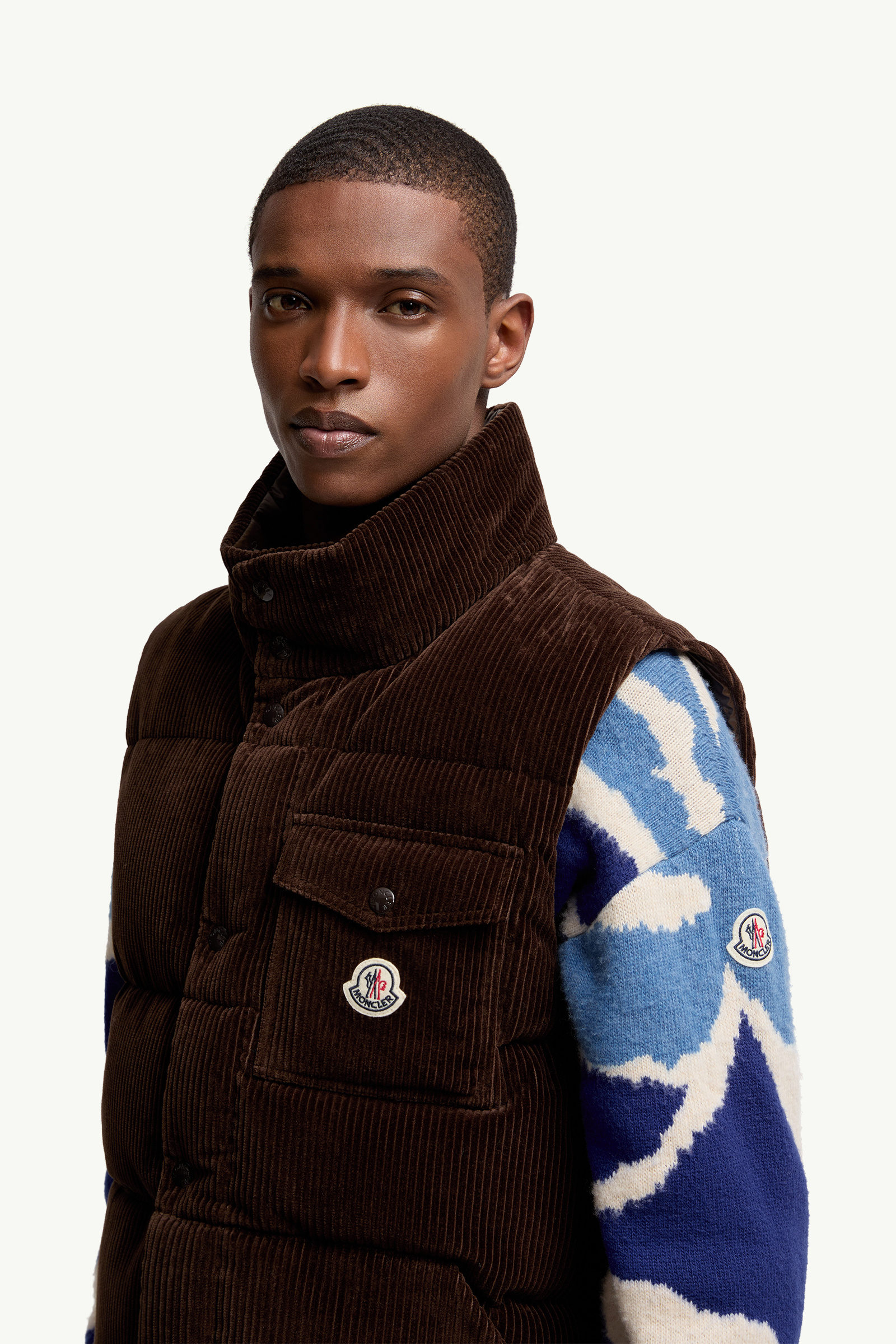 Agen Corduroy Down Vest Men Brown Moncler 1