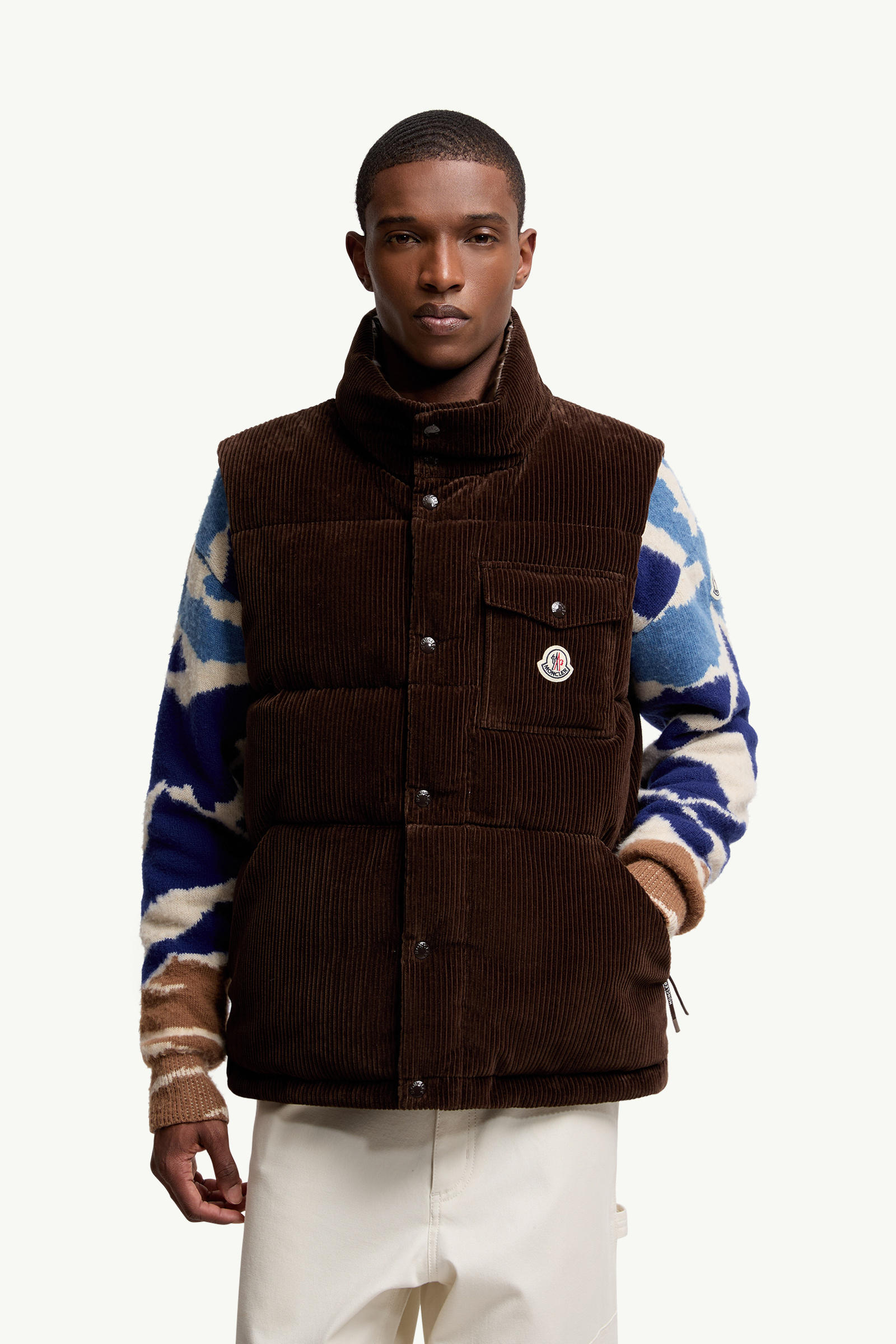 Agen Corduroy Down Vest Men Brown Moncler 3