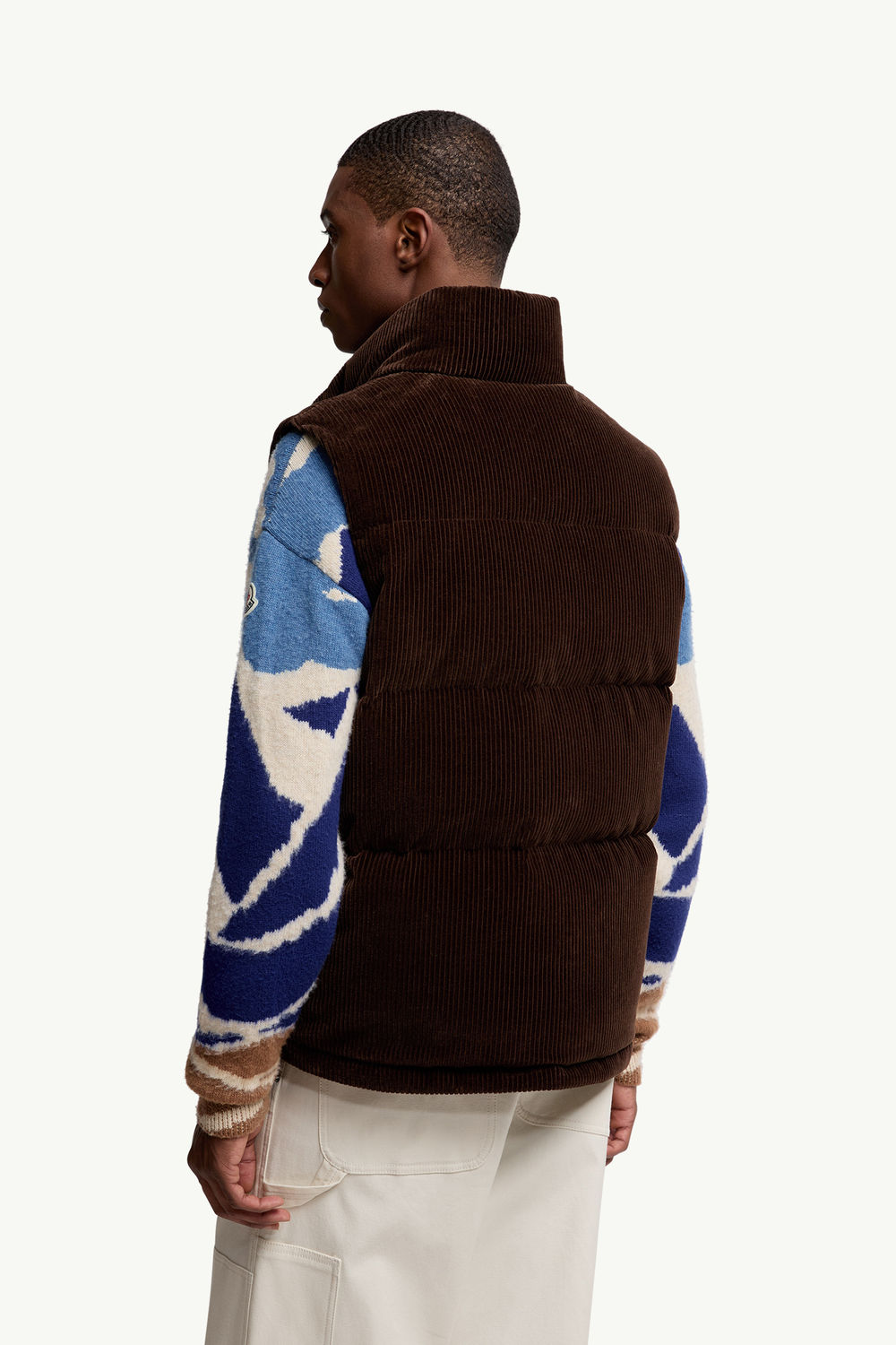 Agen Corduroy Down gilet Men Brown Moncler 4