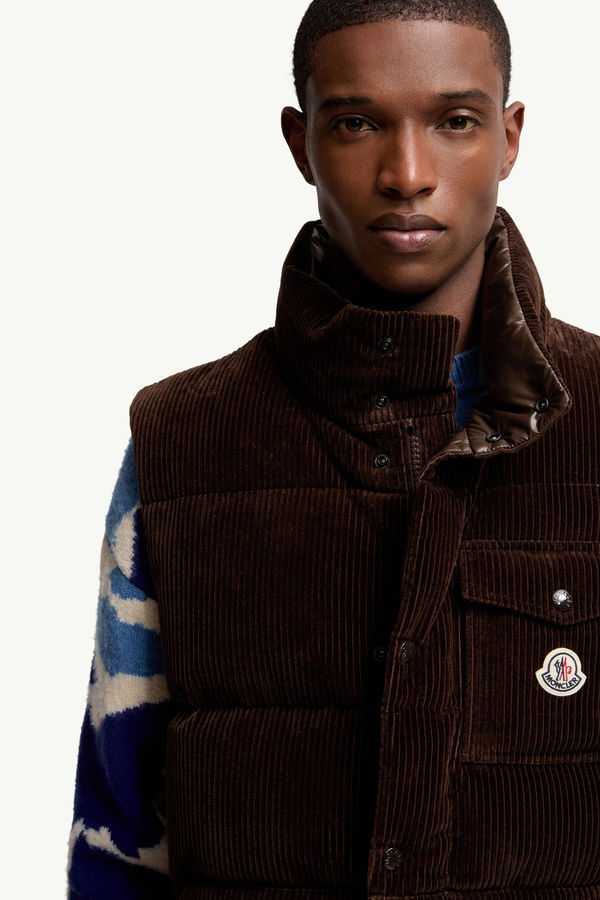 Agen Corduroy Down gilet Men Brown Moncler 5