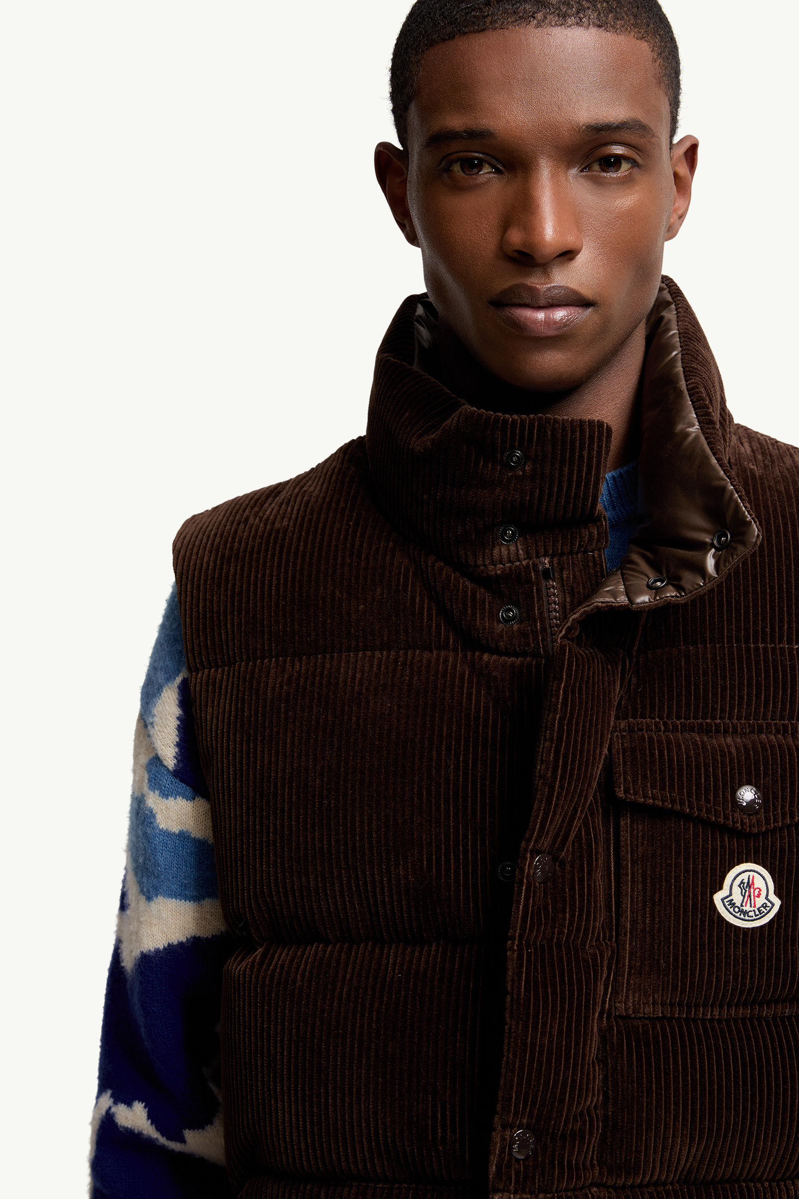 Agen Corduroy Down Vest Men Brown Moncler 5