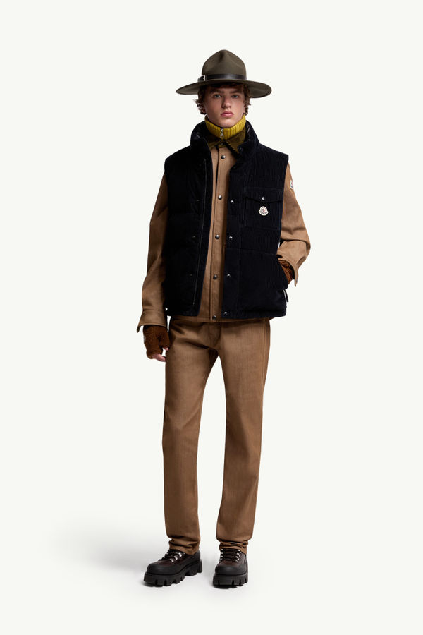 Agen Corduroy Down gilet Men Navy Blue Moncler 0