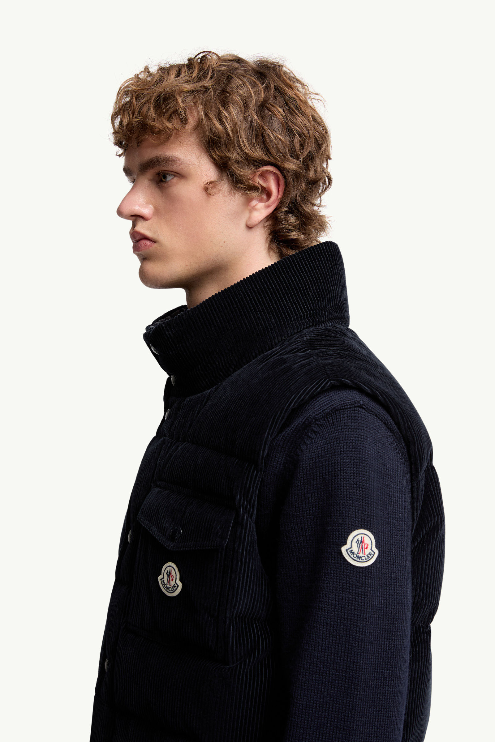 Agen Corduroy Down gilet Men Navy Blue Moncler 1