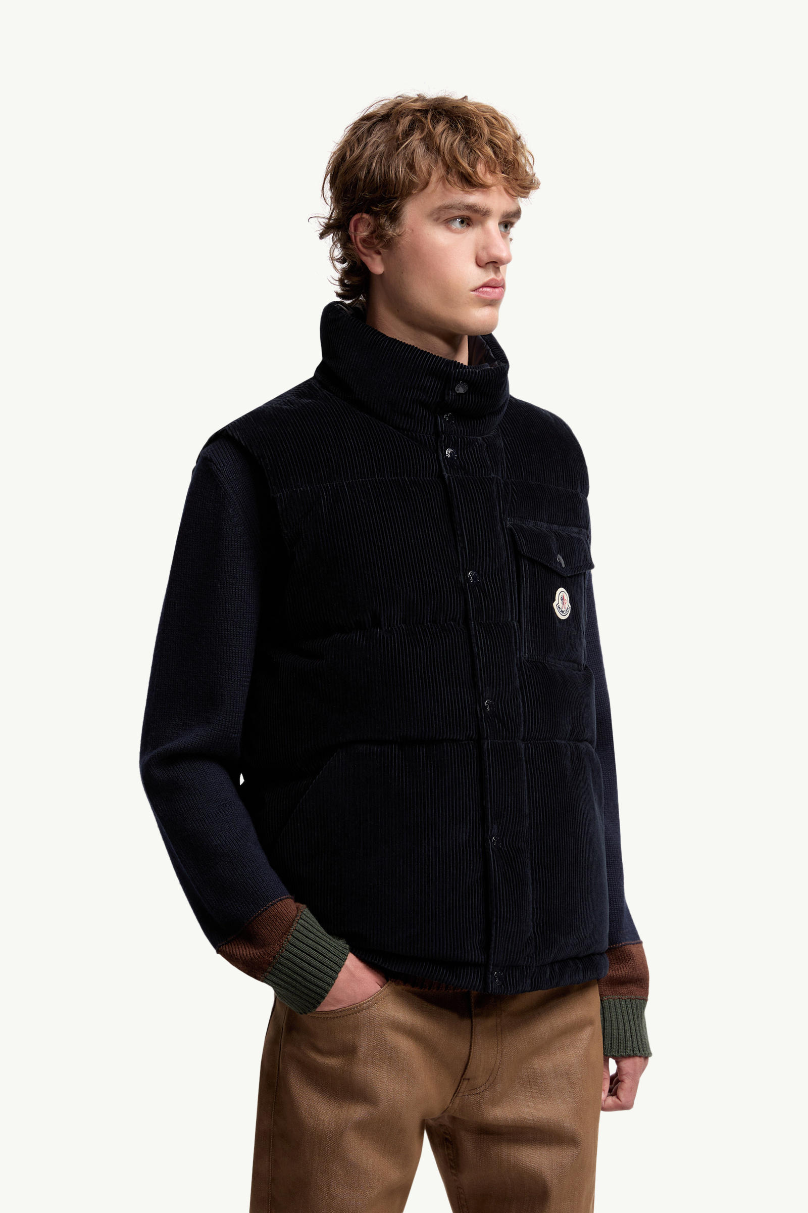 Agen Corduroy Down gilet Men Navy Blue Moncler 3