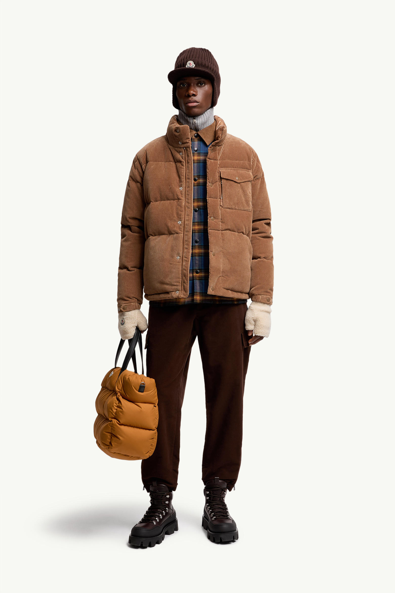 Serrant kurze Daunenjacke aus Cord Herren Braun Moncler 0