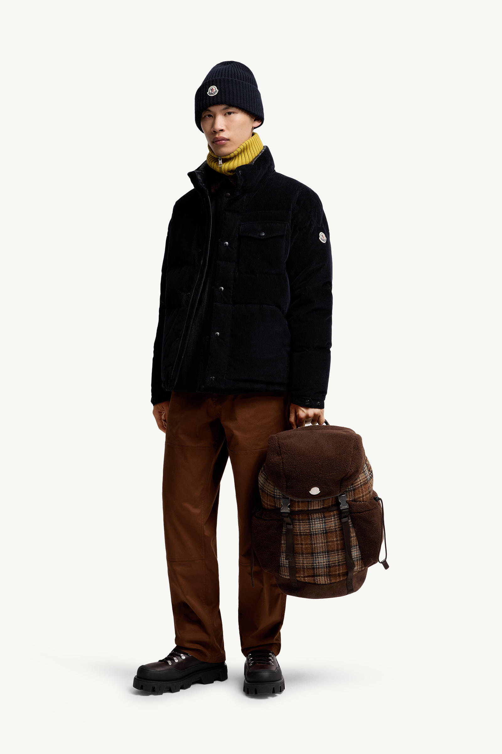 Serrant Corduroy Short Down Jacket Men Navy Blue Moncler 0