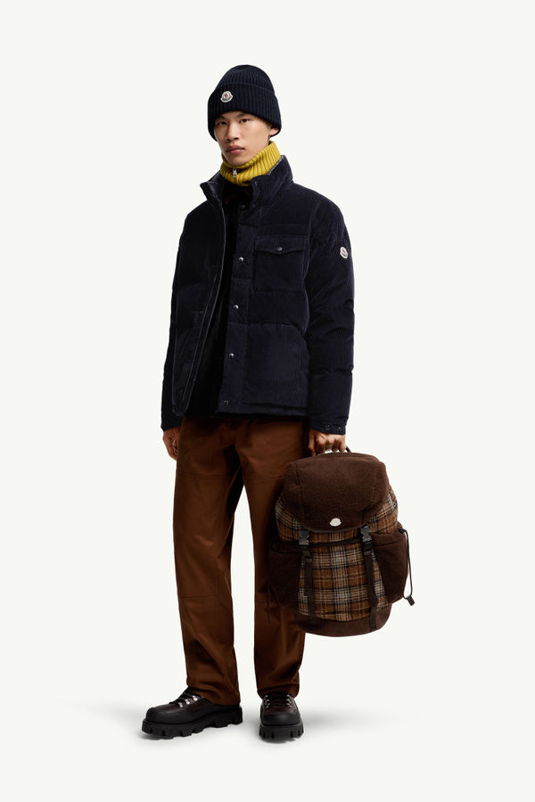 Serrant男士灯芯绒短款羽绒夹克外套 男士 海军蓝色 Moncler 0