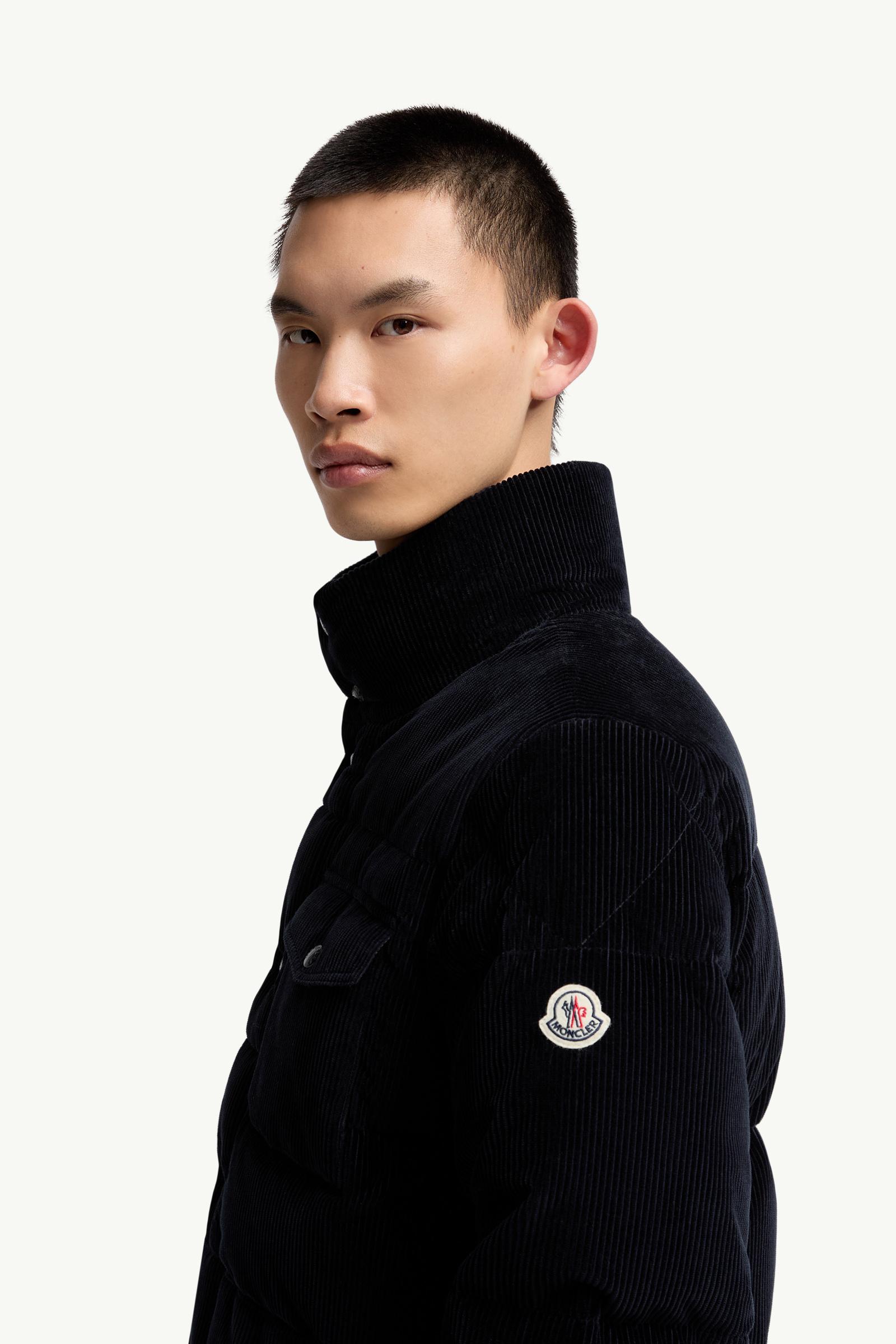 Serrant Corduroy Short Down Jacket Men Navy Blue Moncler 1