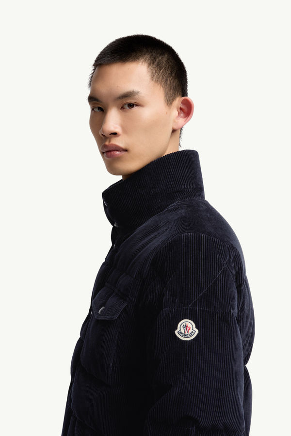Serrant男士灯芯绒短款羽绒夹克外套 男士 海军蓝色 Moncler 1