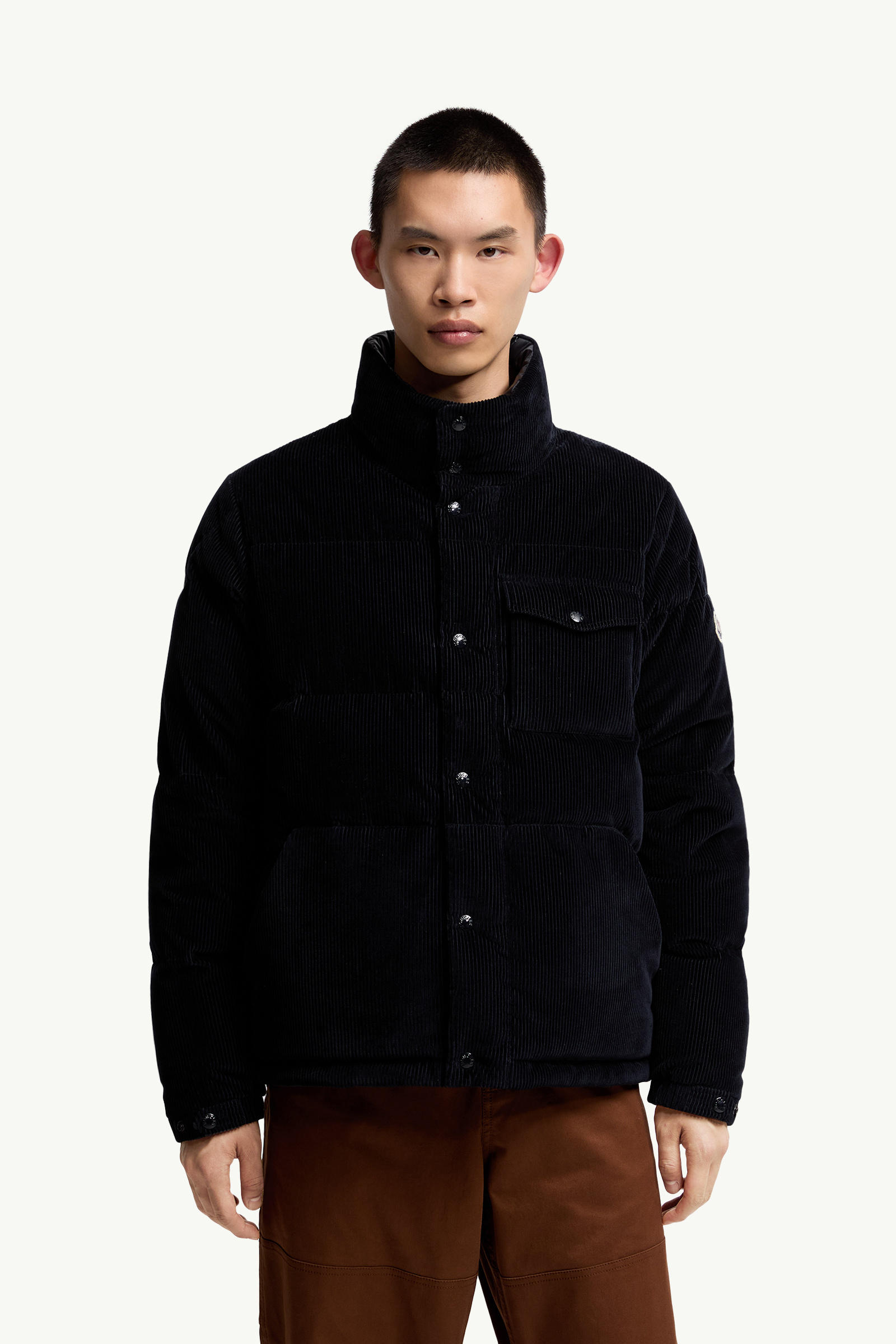 Serrant Corduroy Short Down Jacket Men Navy Blue Moncler 3
