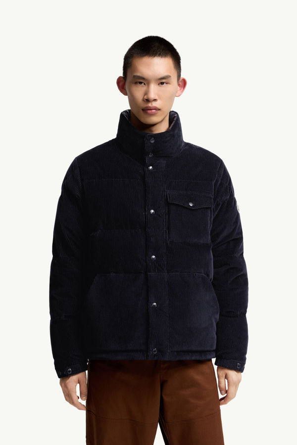 Serrant男士灯芯绒短款羽绒夹克外套 男士 海军蓝色 Moncler 3